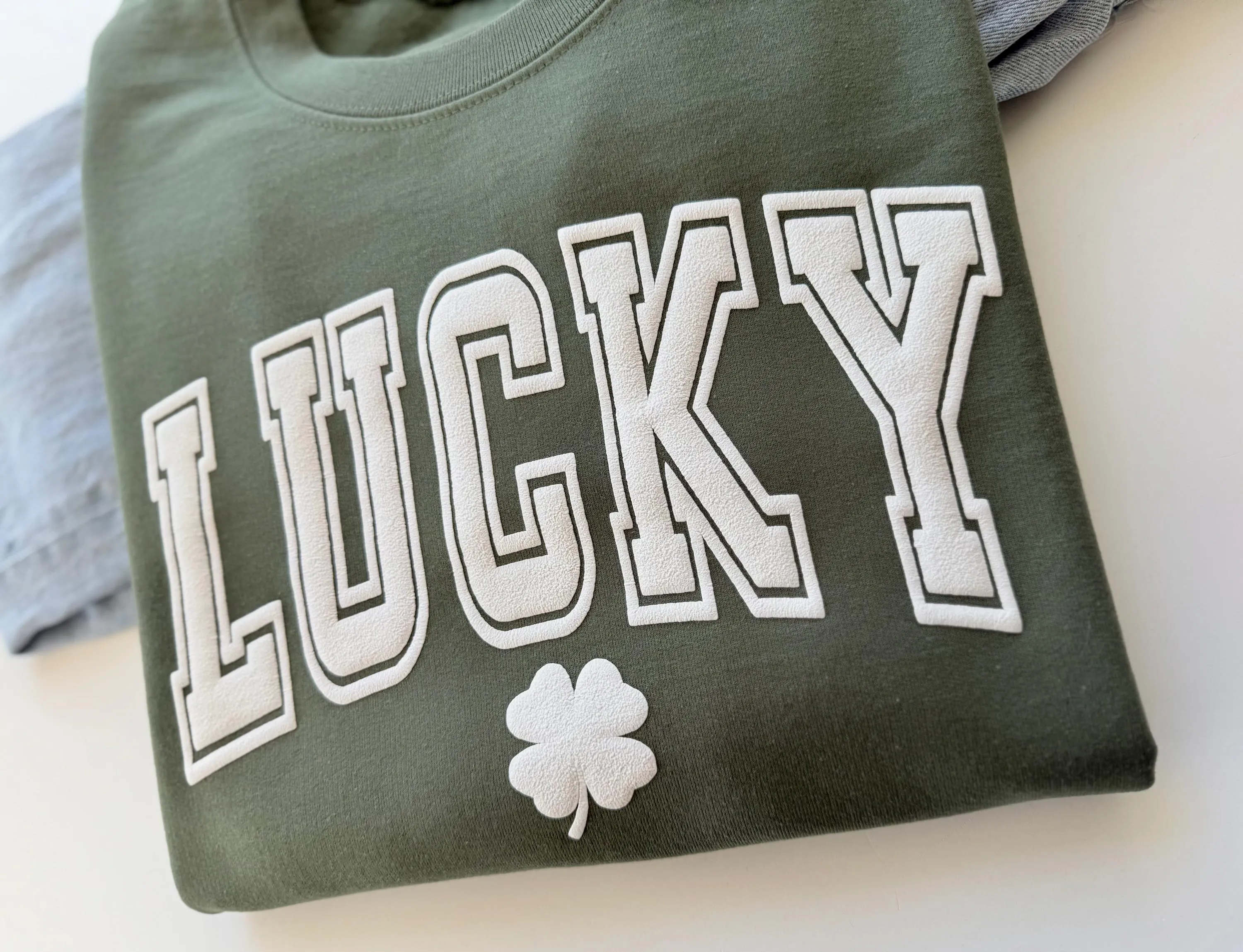 Varsity Lucky Embossed Shamrock Sweatshirt