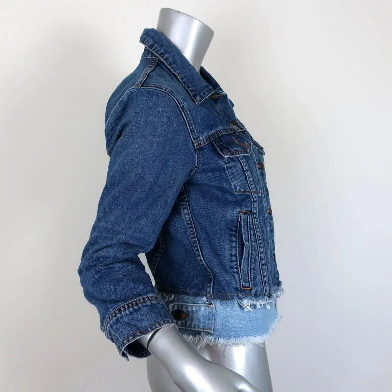 Veronica Beard Jeans Marianne Jean Jacket Two-Tone Denim Size Small