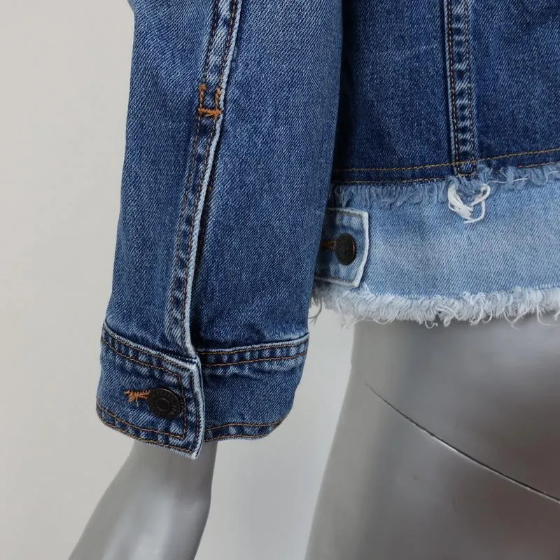 Veronica Beard Jeans Marianne Jean Jacket Two-Tone Denim Size Small