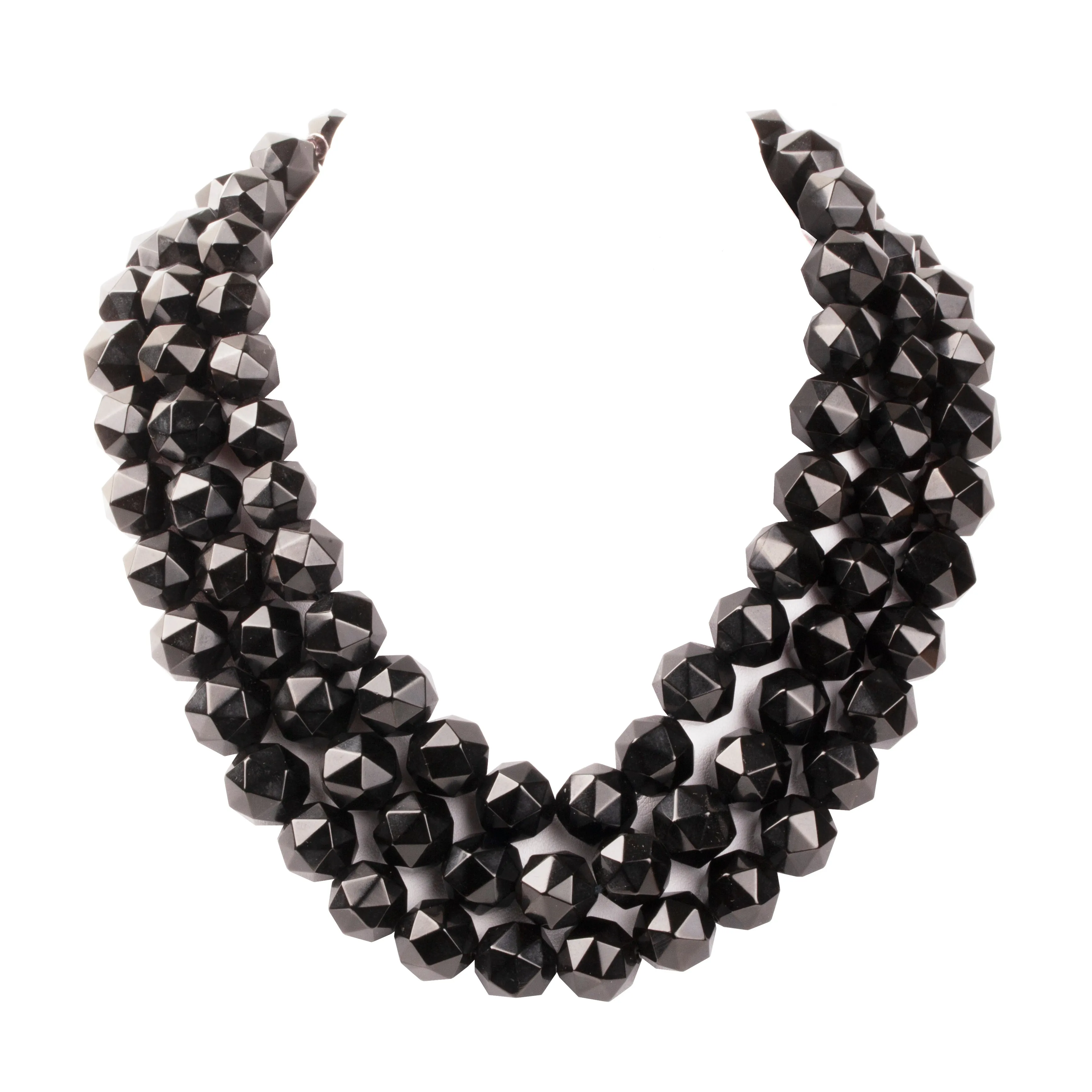 Victorian Era Carved Jet Necklace Trio
