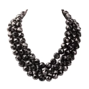 Victorian Era Carved Jet Necklace Trio