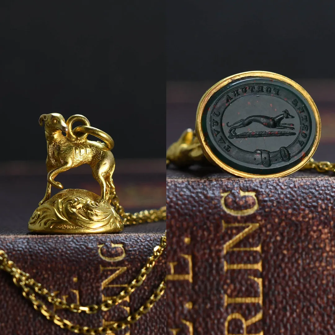 Victorian "Fortune Favours the Bold" Dog Fob Pendant