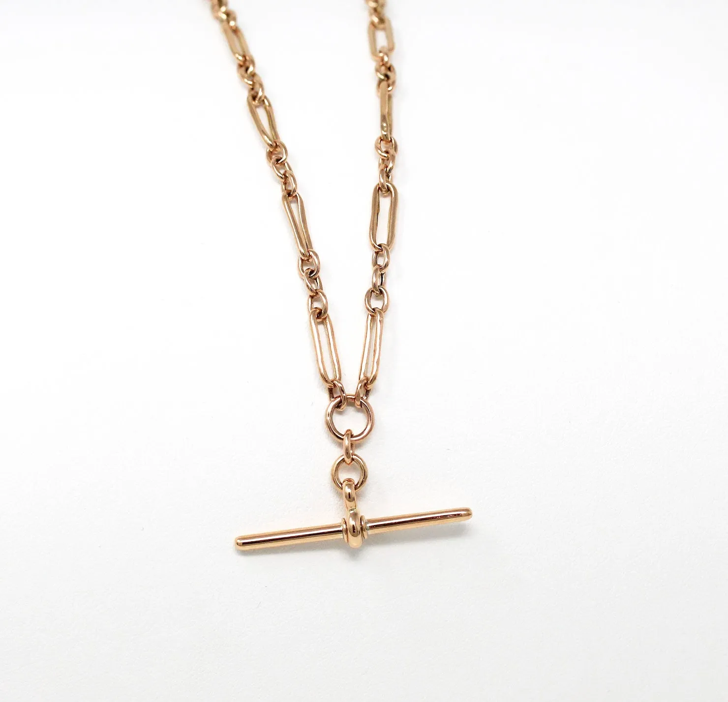 Vintage 9K Rose Gold Trombone Chain w/ T Bar