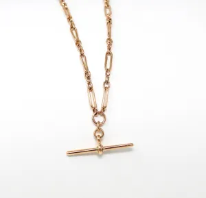 Vintage 9K Rose Gold Trombone Chain w/ T Bar