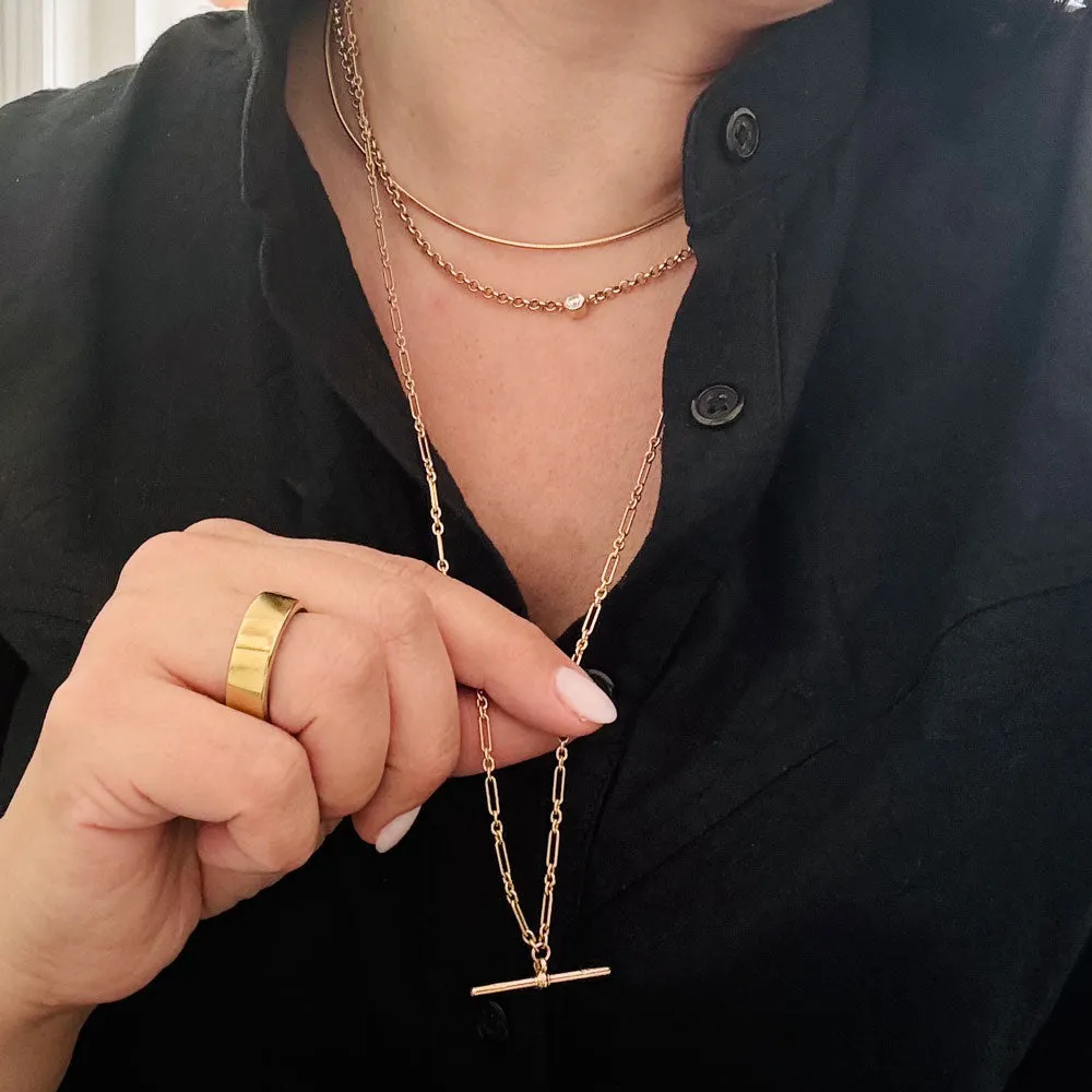 Vintage 9K Rose Gold Trombone Chain w/ T Bar