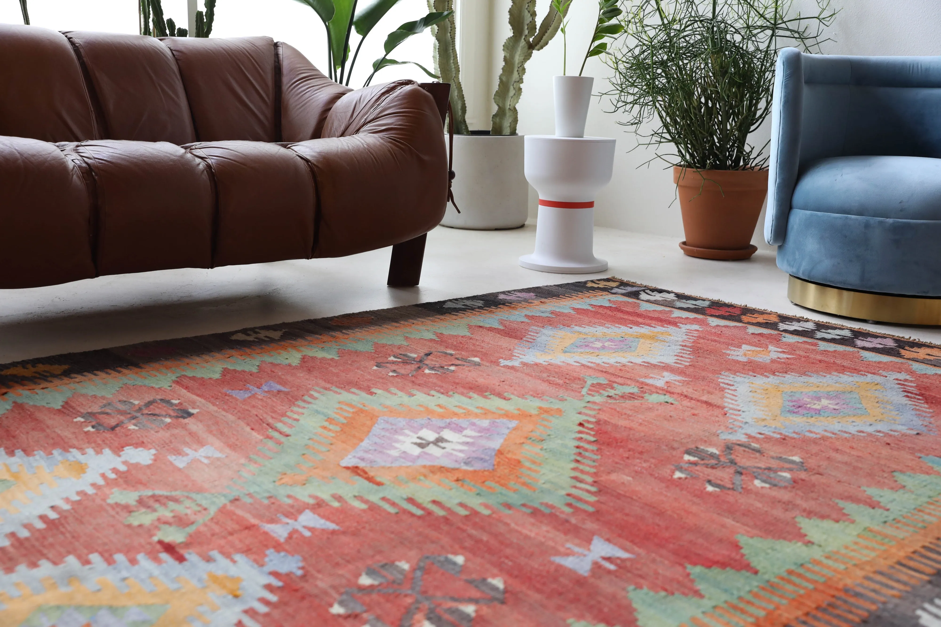 Vintage Denizli Cal Kilim Rug 5'11"x8'9"