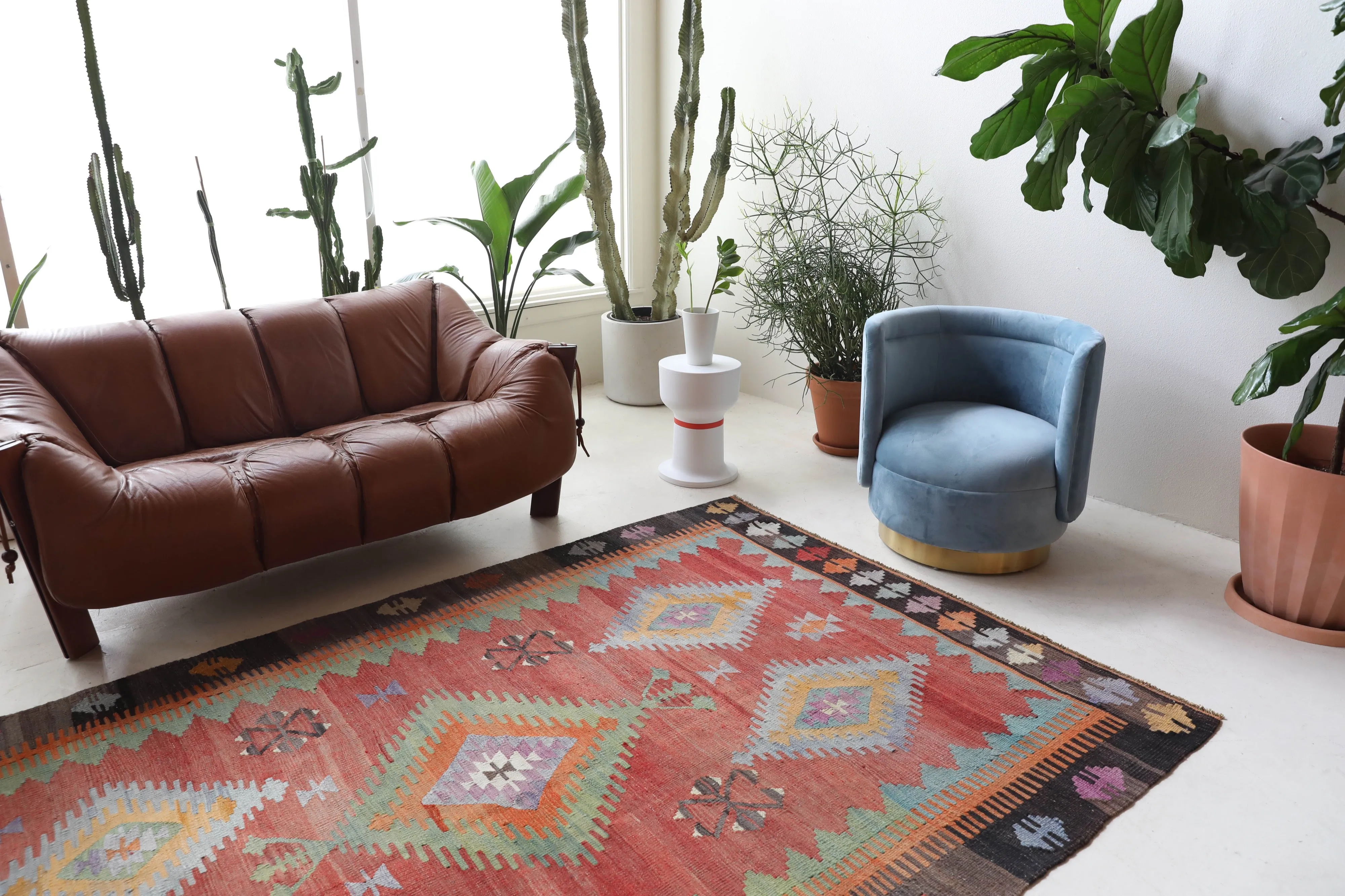 Vintage Denizli Cal Kilim Rug 5'11"x8'9"
