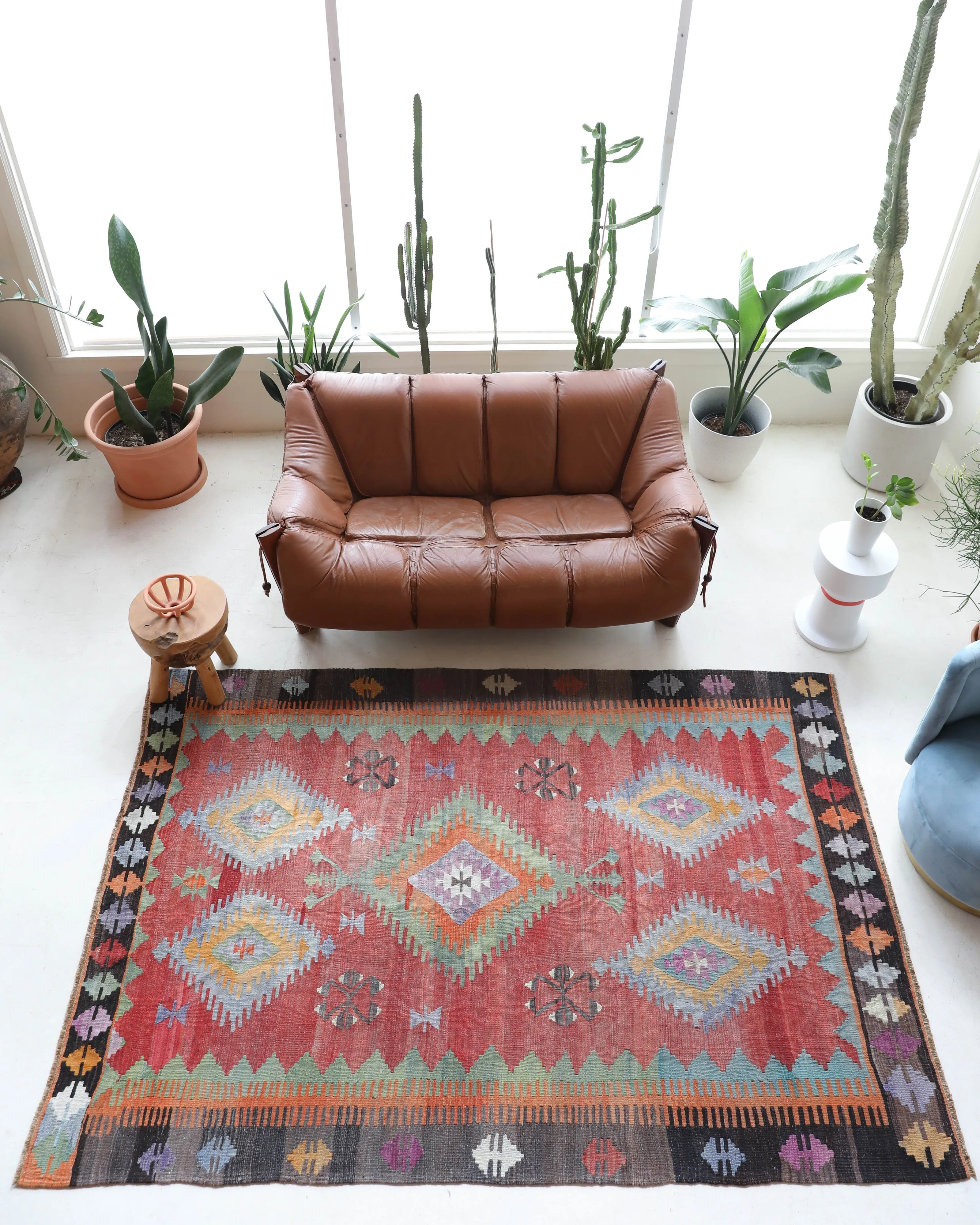 Vintage Denizli Cal Kilim Rug 5'11"x8'9"