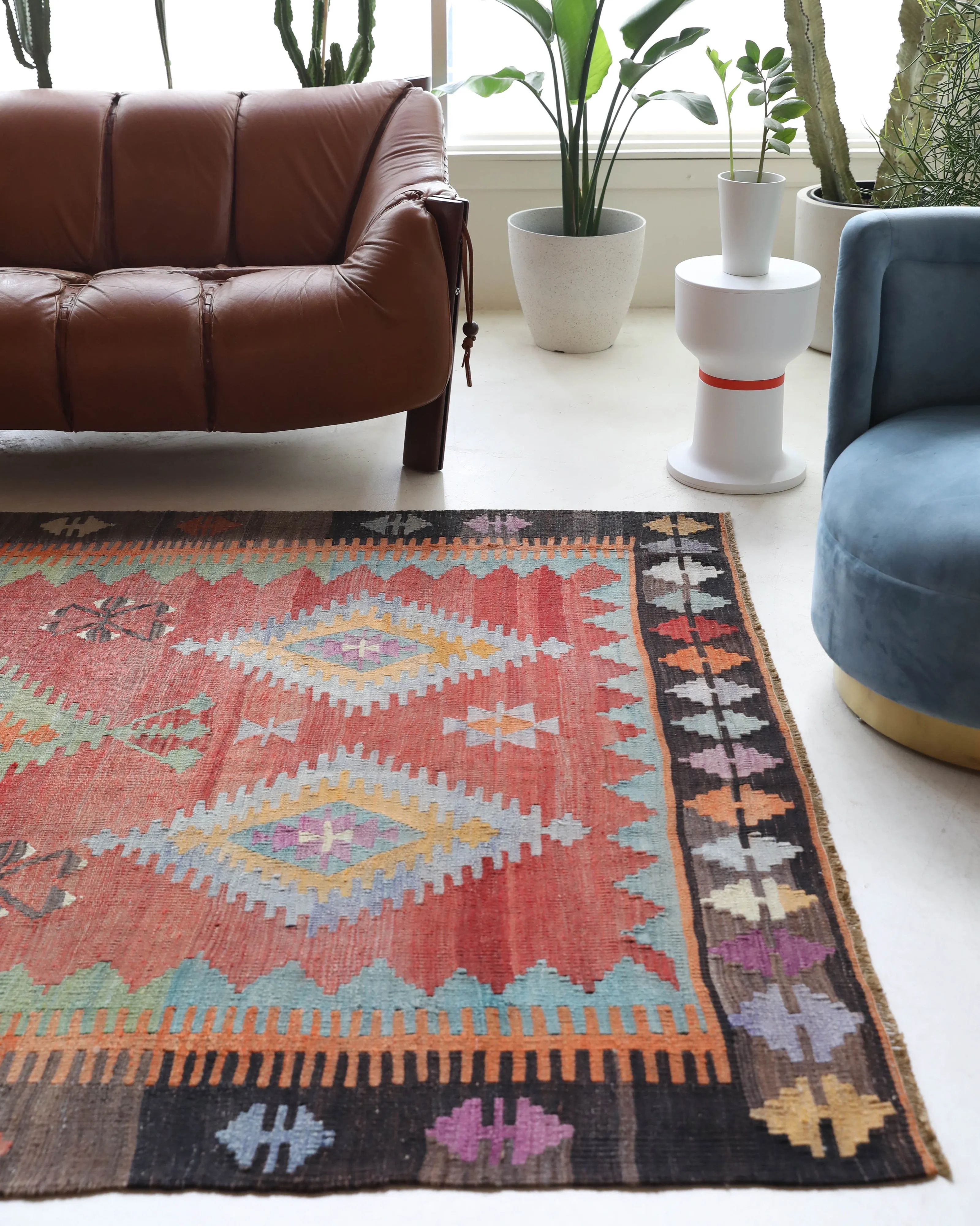 Vintage Denizli Cal Kilim Rug 5'11"x8'9"