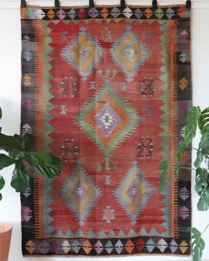 Vintage Denizli Cal Kilim Rug 5'11"x8'9"