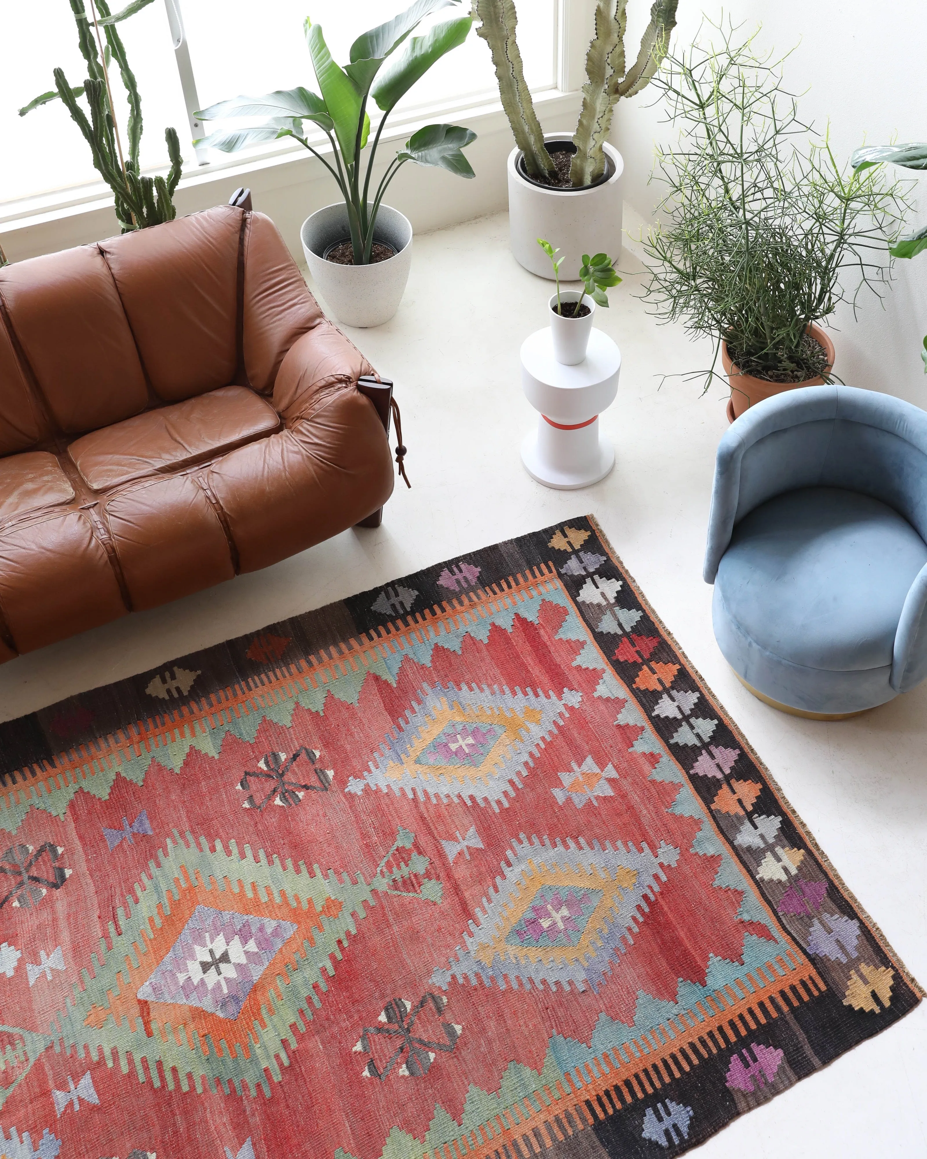 Vintage Denizli Cal Kilim Rug 5'11"x8'9"