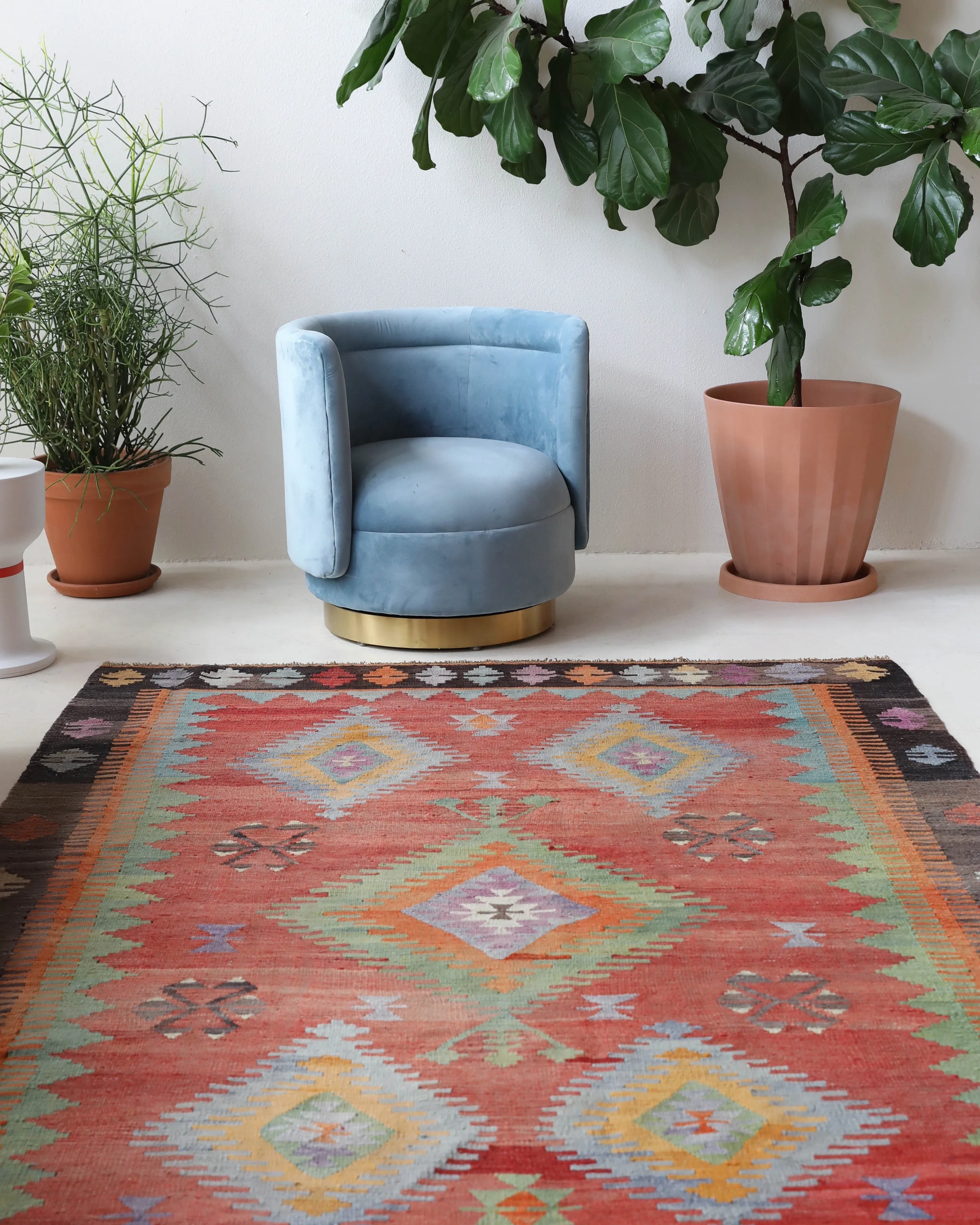 Vintage Denizli Cal Kilim Rug 5'11"x8'9"