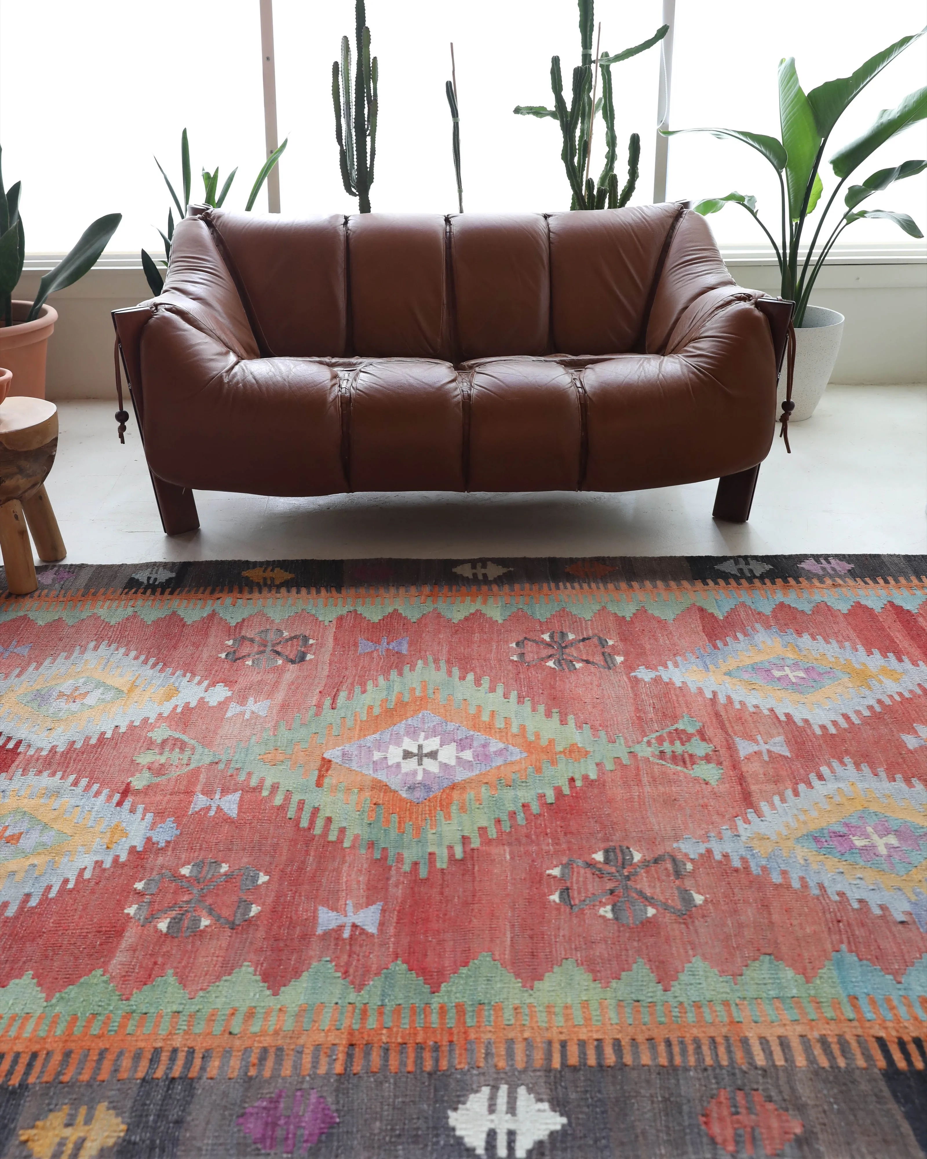 Vintage Denizli Cal Kilim Rug 5'11"x8'9"