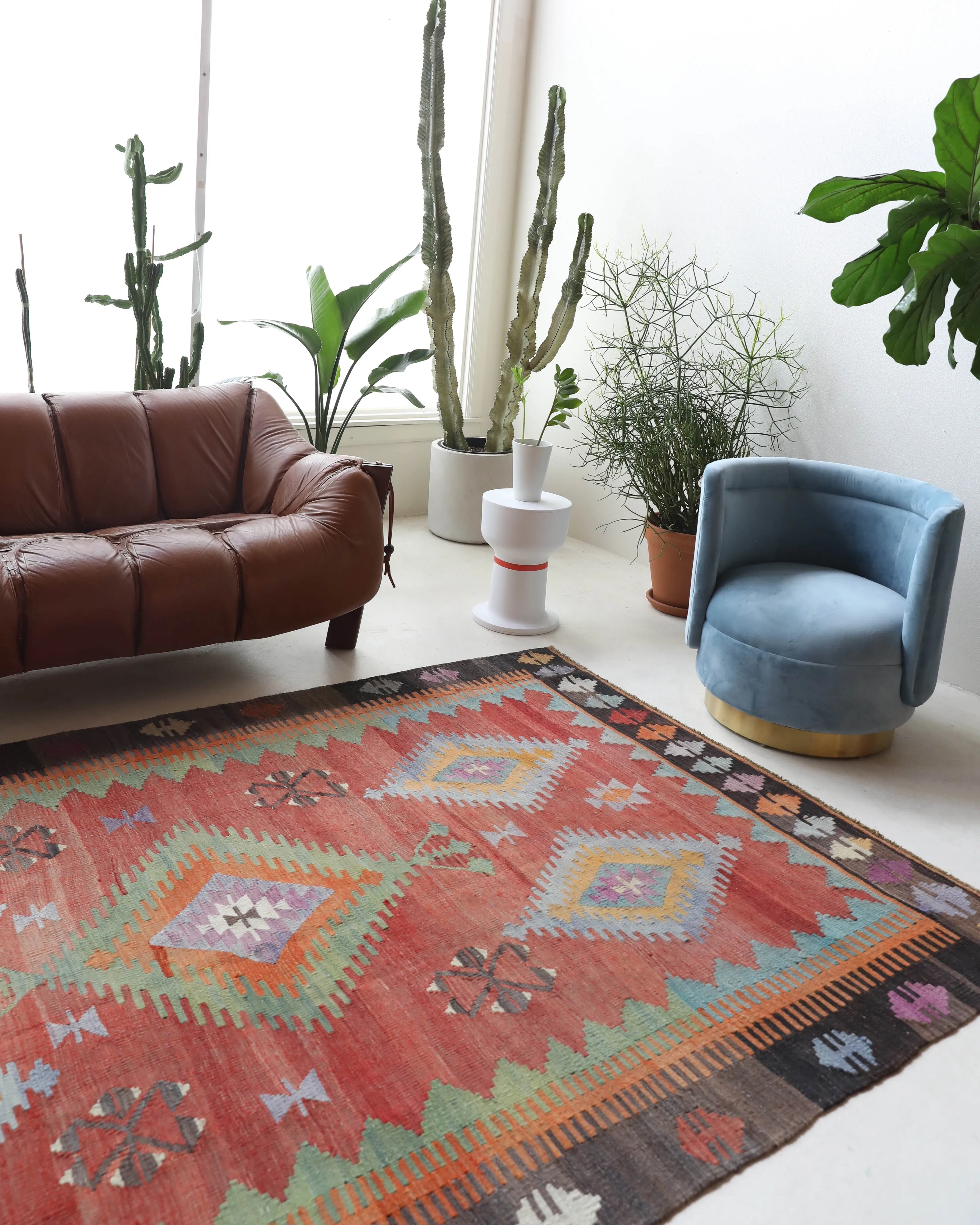 Vintage Denizli Cal Kilim Rug 5'11"x8'9"
