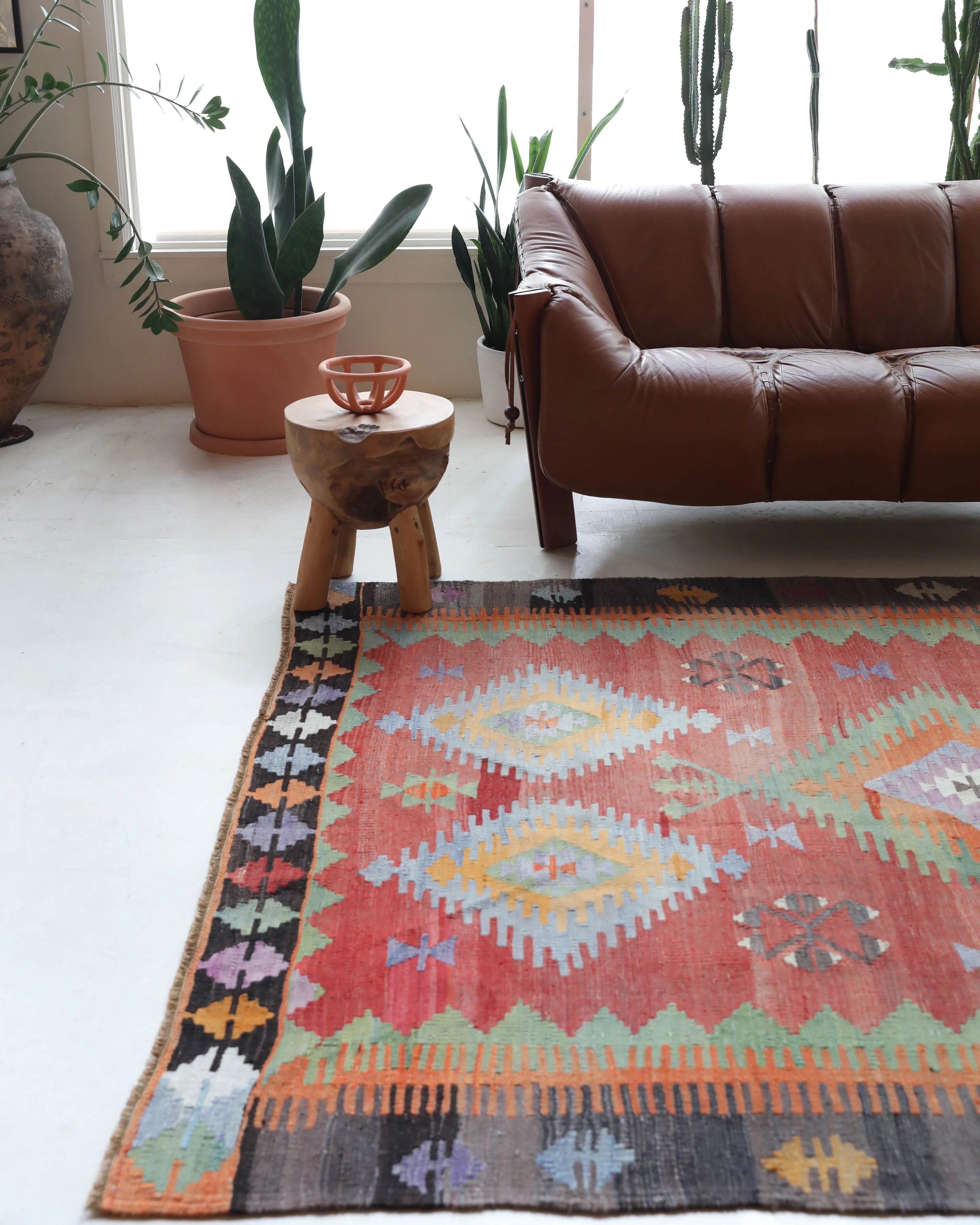 Vintage Denizli Cal Kilim Rug 5'11"x8'9"
