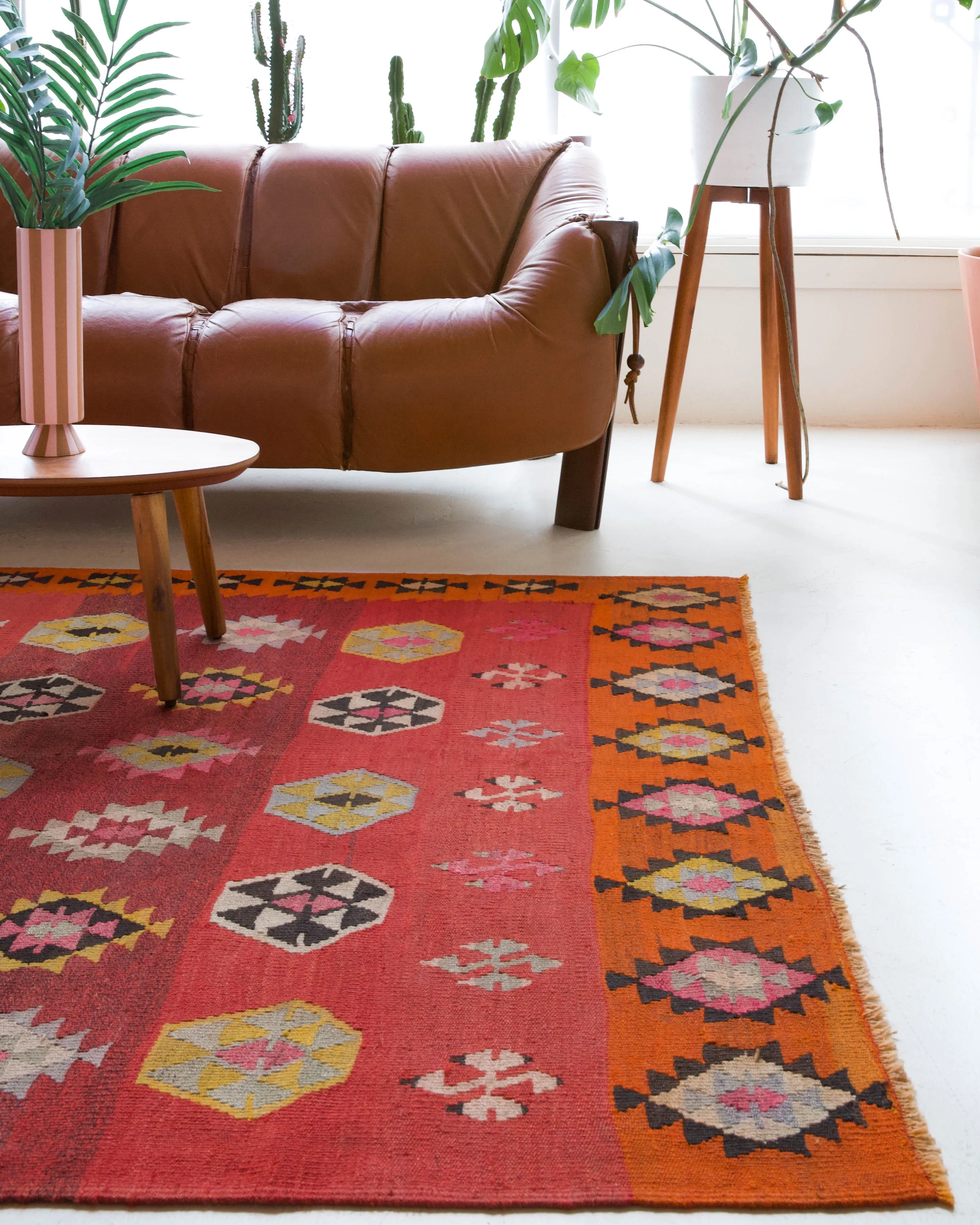 Vintage Denizli Kilim Rug 5'8"x6'9"