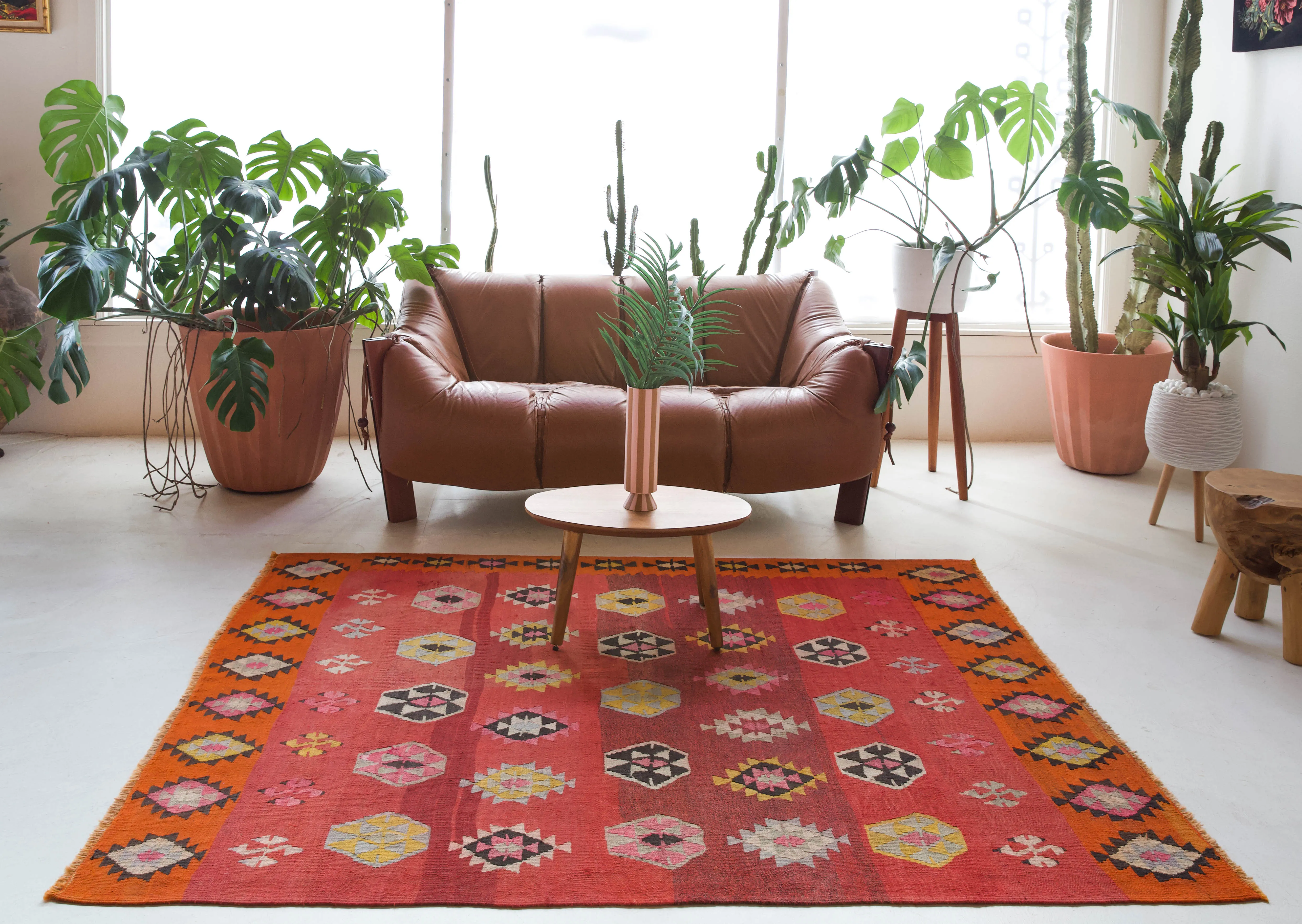 Vintage Denizli Kilim Rug 5'8"x6'9"