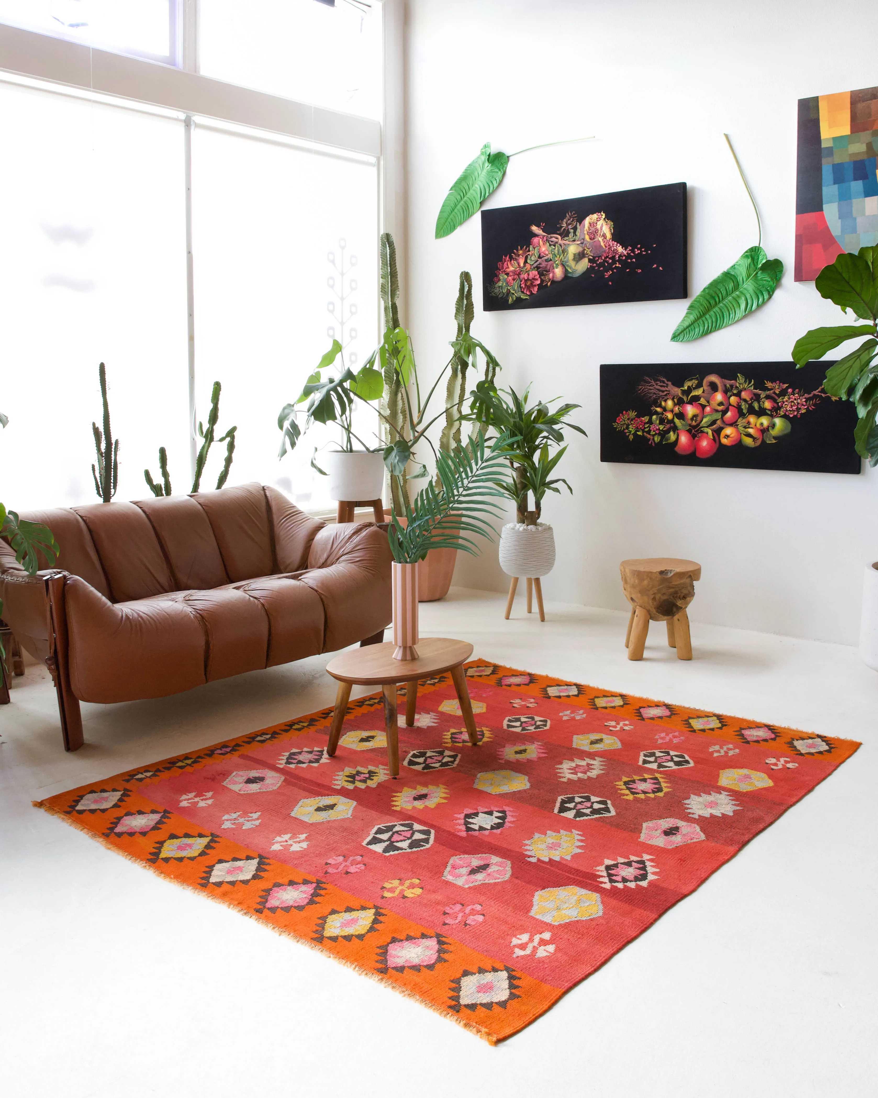 Vintage Denizli Kilim Rug 5'8"x6'9"