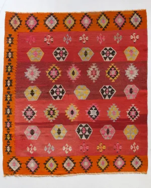 Vintage Denizli Kilim Rug 5'8"x6'9"