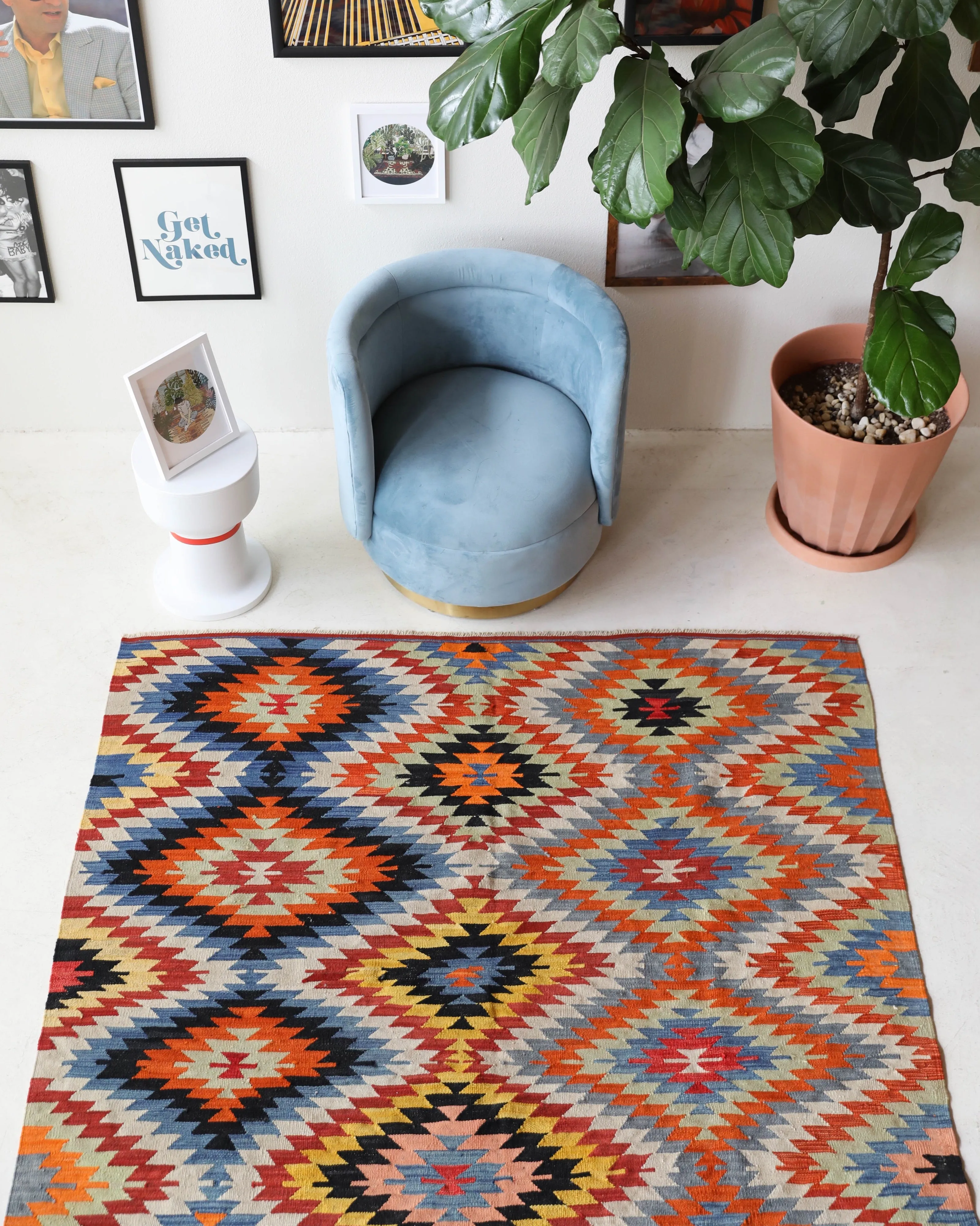 Vintage Denizli Kilim Rug 6'x8'