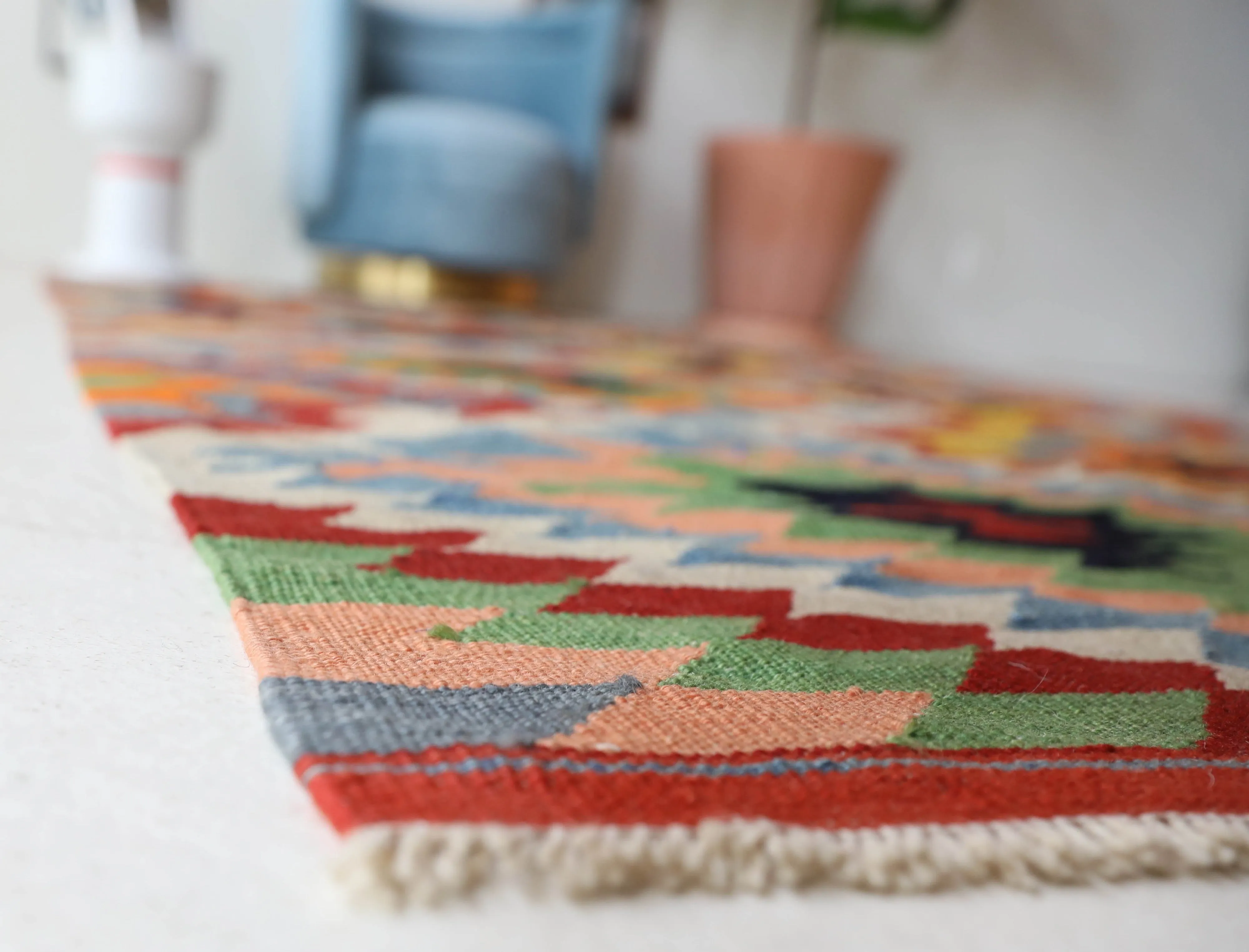 Vintage Denizli Kilim Rug 6'x8'