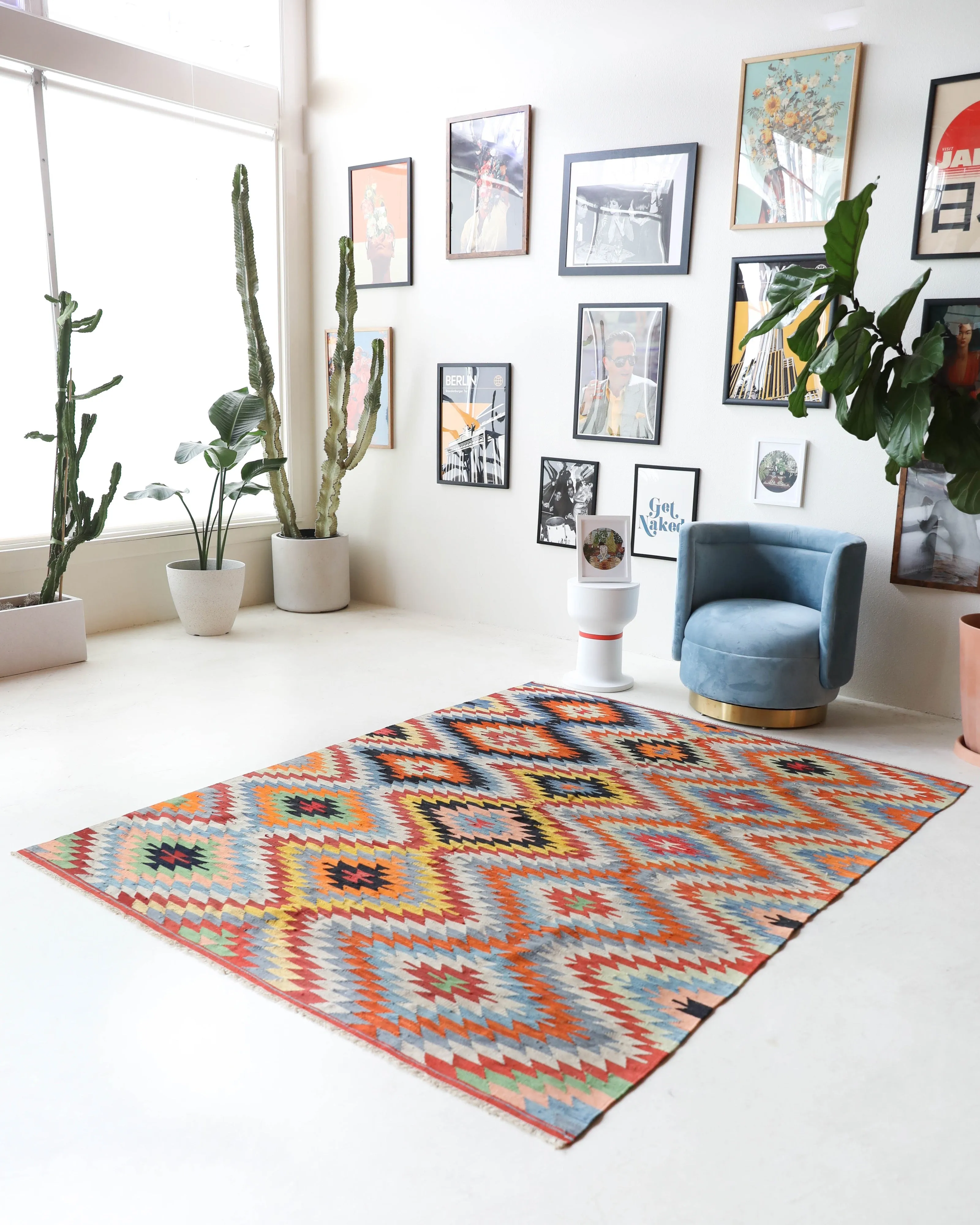 Vintage Denizli Kilim Rug 6'x8'