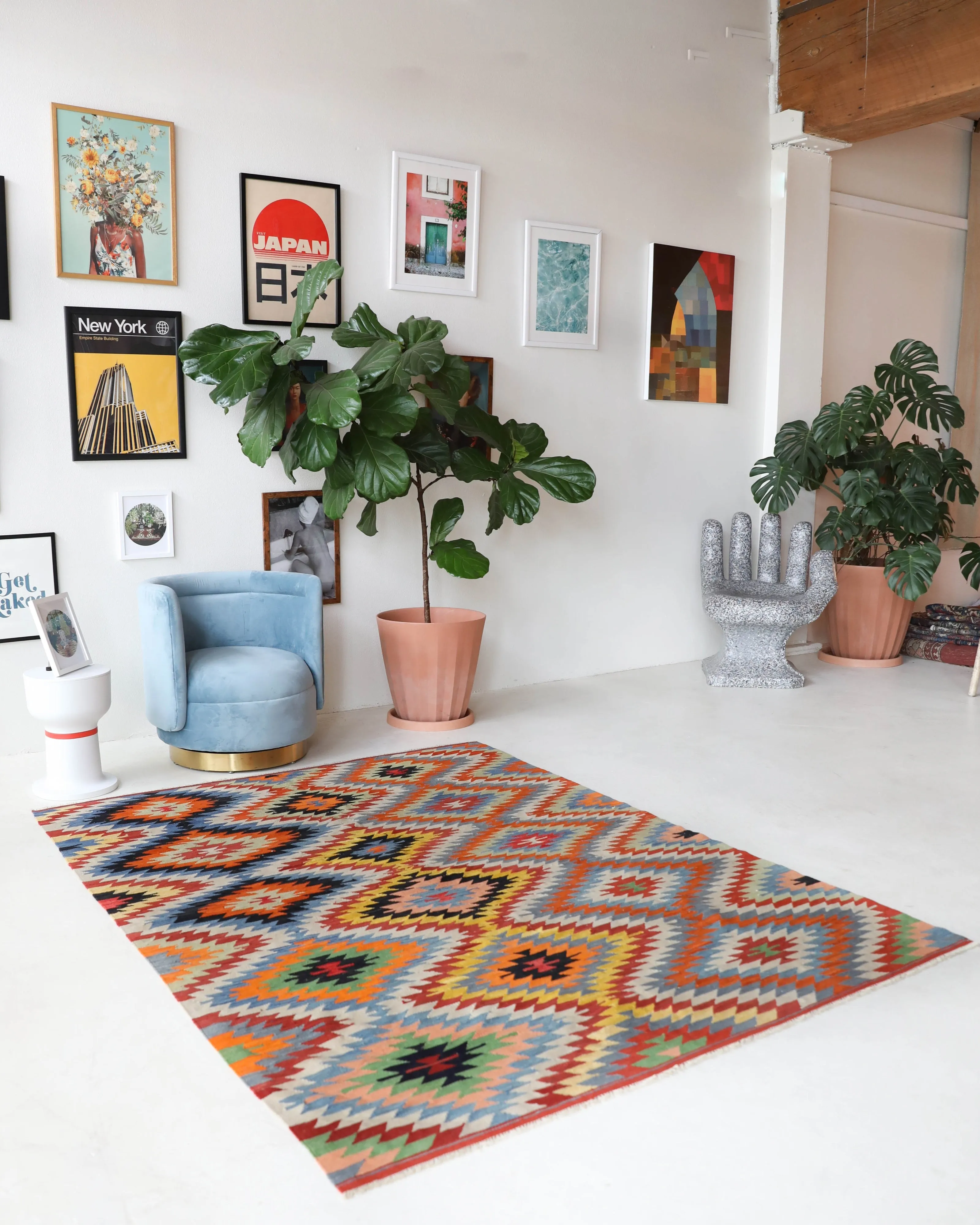 Vintage Denizli Kilim Rug 6'x8'