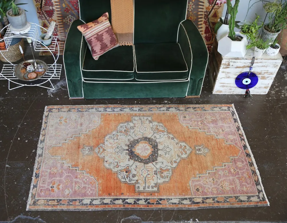 Vintage Faded Anatolian Rug 3.8ftx6.5ft
