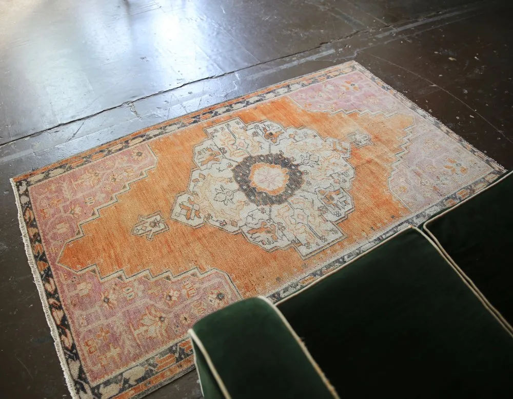 Vintage Faded Anatolian Rug 3.8ftx6.5ft