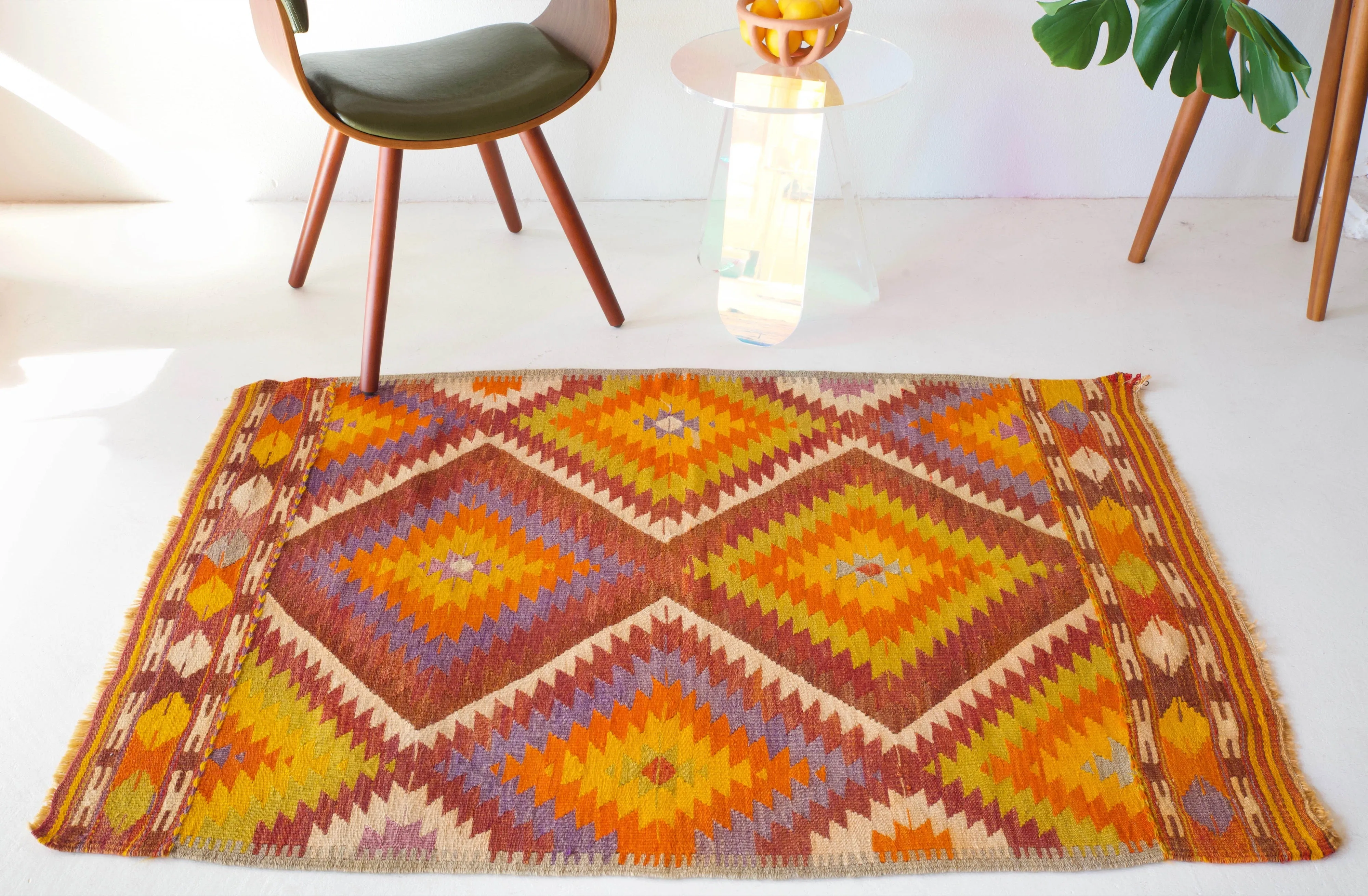 Vintage Mini Turkish Kilim Rug 3'6"x4'11"