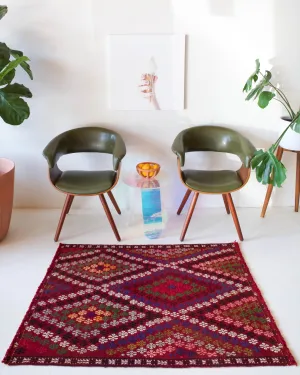 Vintage Mini Turkish Kilim Rug 3'6"x4'6"