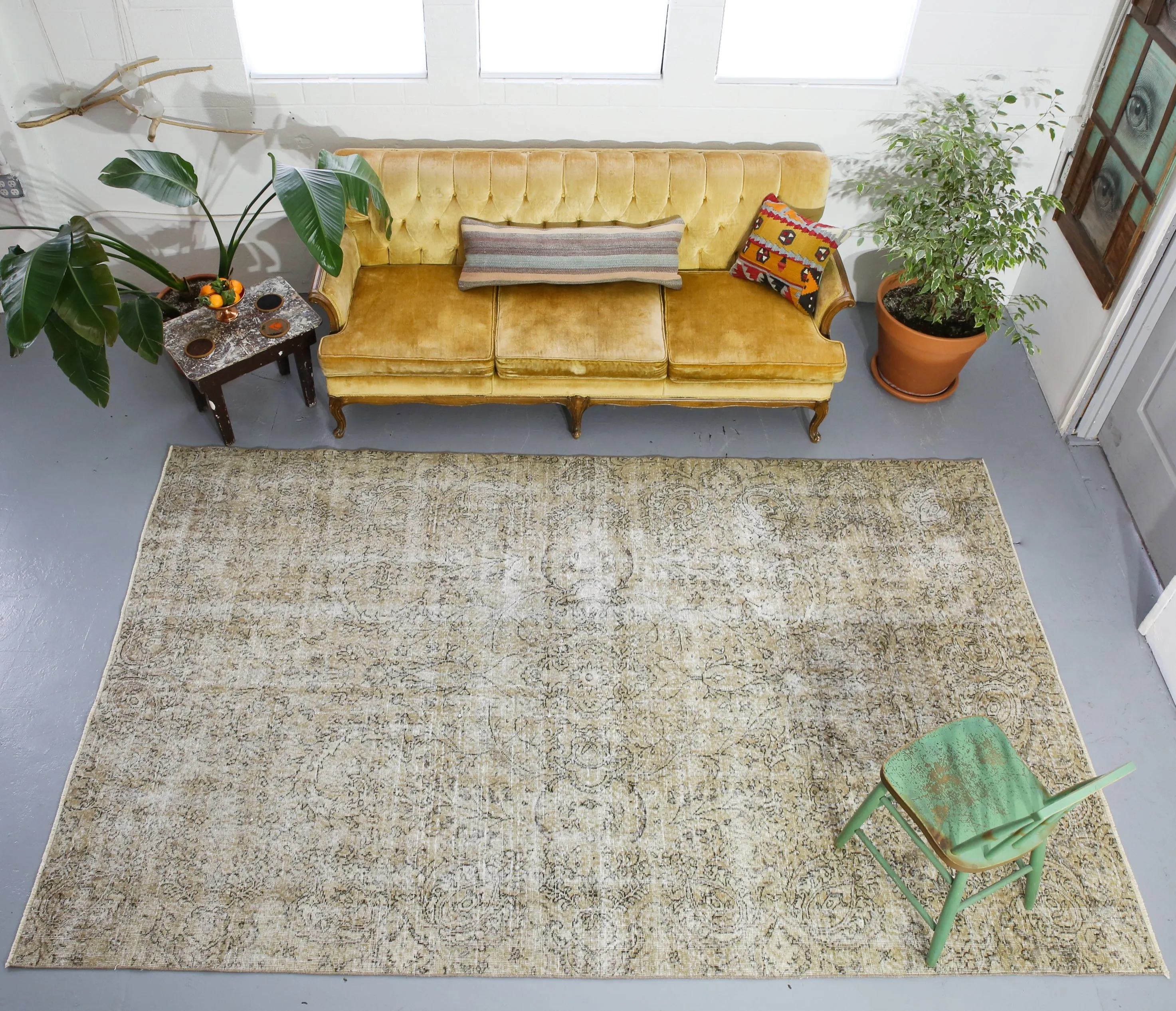 Vintage Overdyed Isparta Rug in Pearl 6.5ftx10.6ft