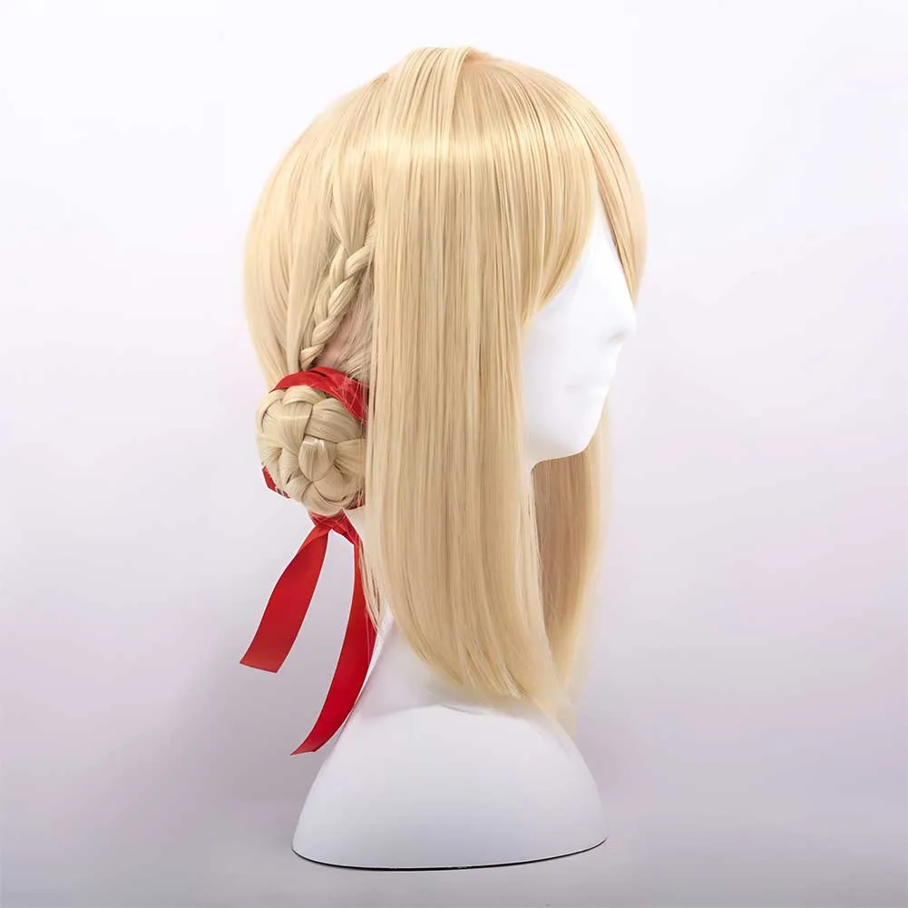 Violet Evergarden Gold Cosplay Wig Heat Resistant Synthetic Hair Carnival Halloween Party Props ﻿