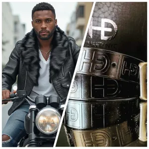 VIP - Embossed Moto Jacket & Free Black Belt Bundle