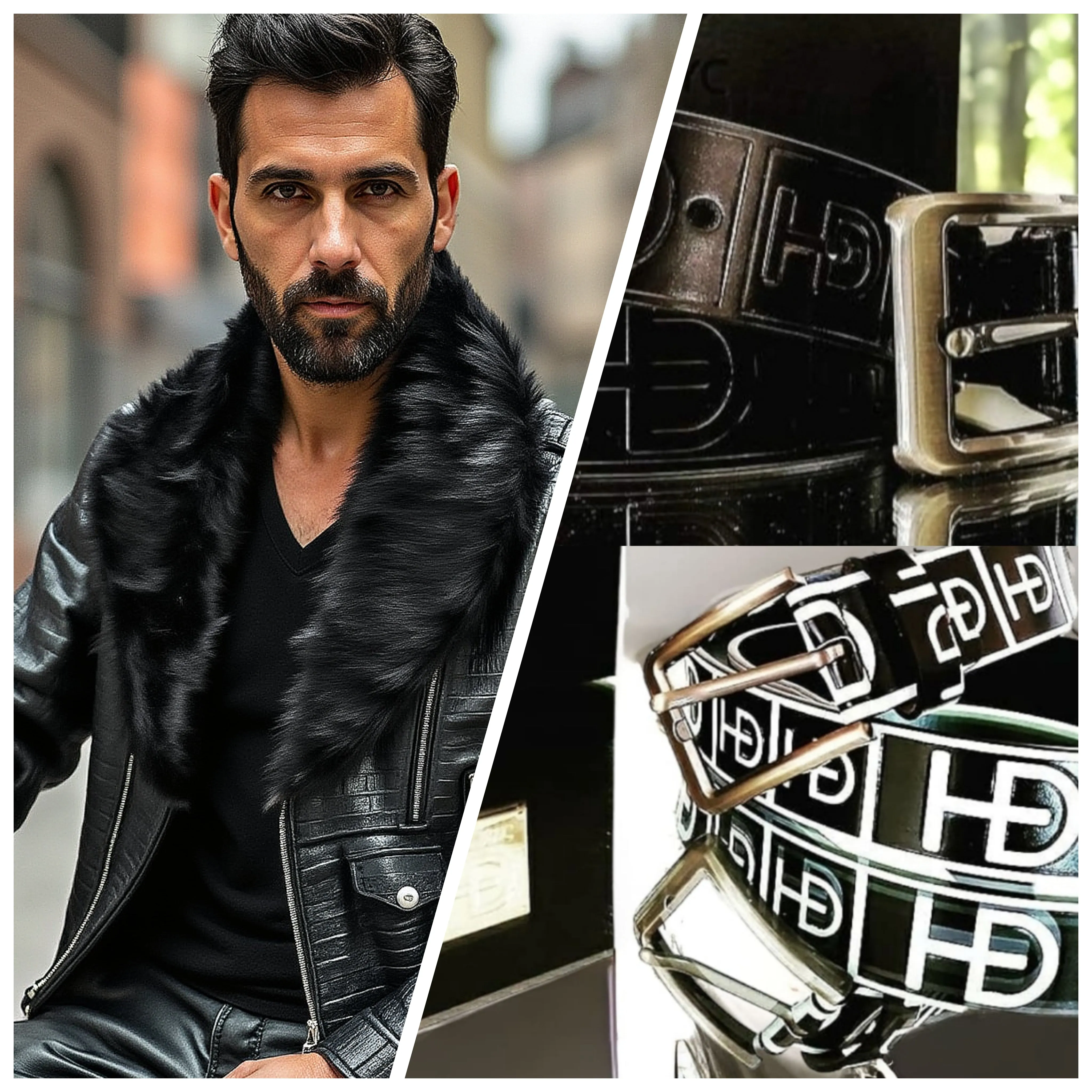 VIP - Embossed Moto Jacket & Free Black Belt Bundle
