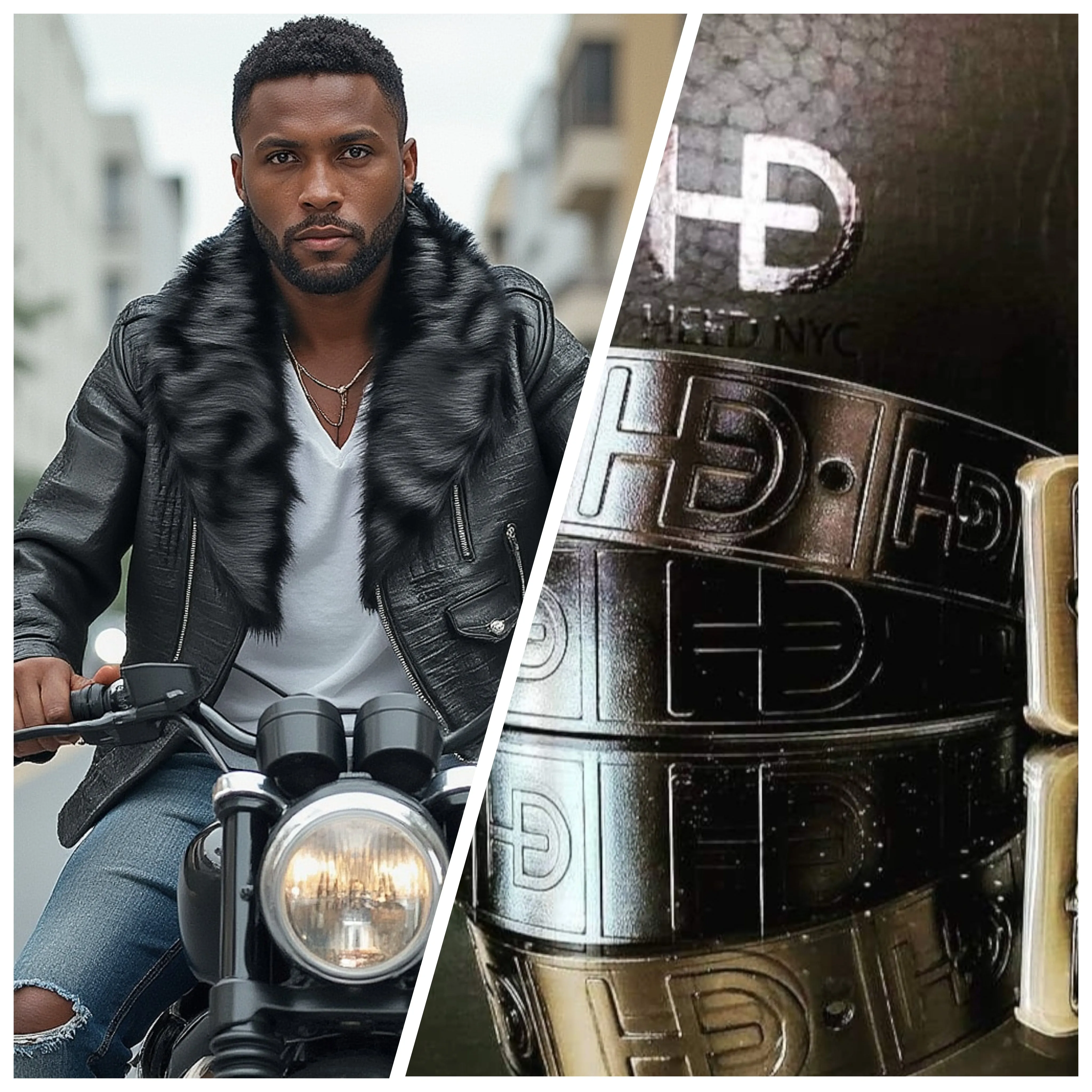 VIP - Embossed Moto Jacket & Free Black Belt Bundle