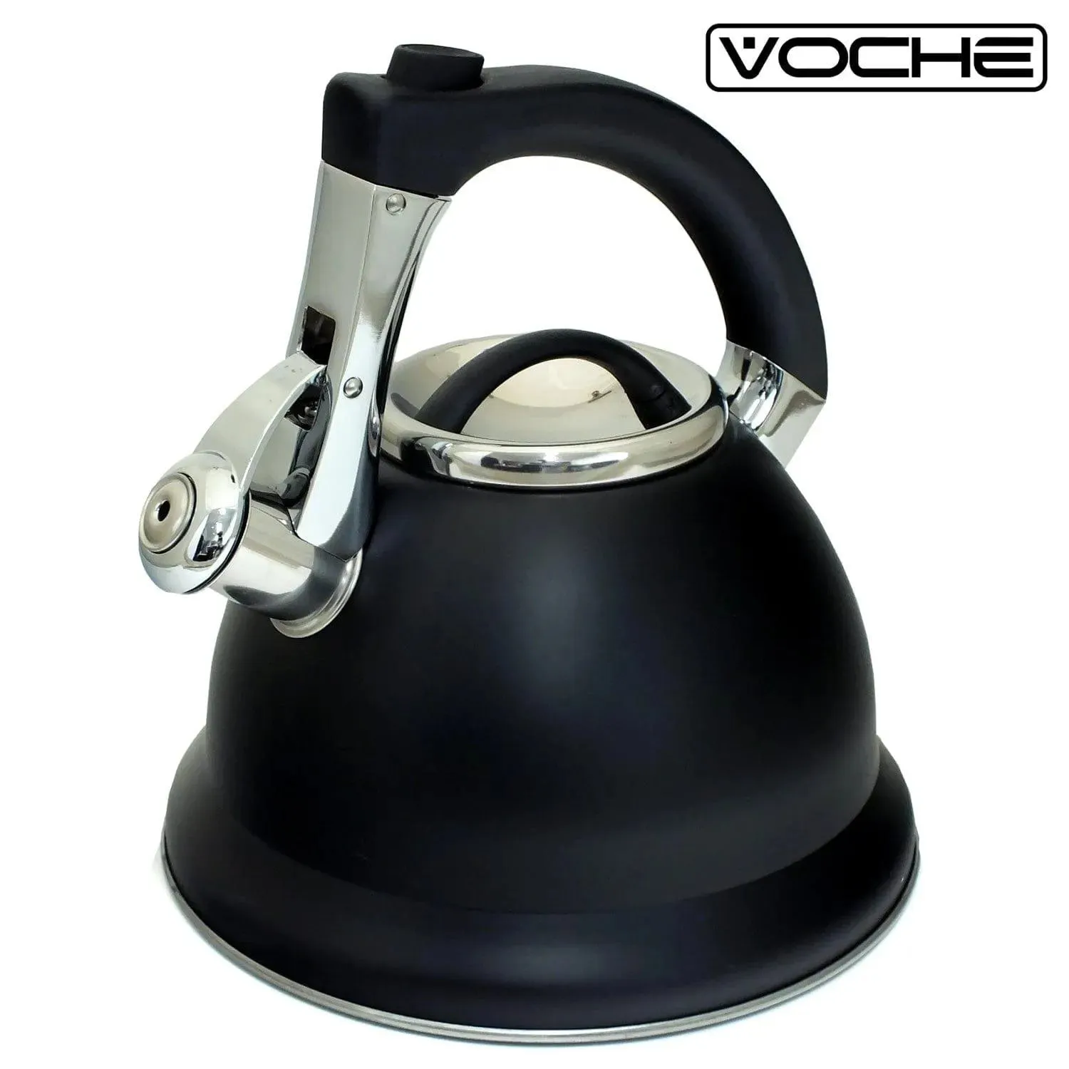 Voche® 3L Whistling Stovetop Kettle Stainless Steel Matt Black Gas Electric Hobs