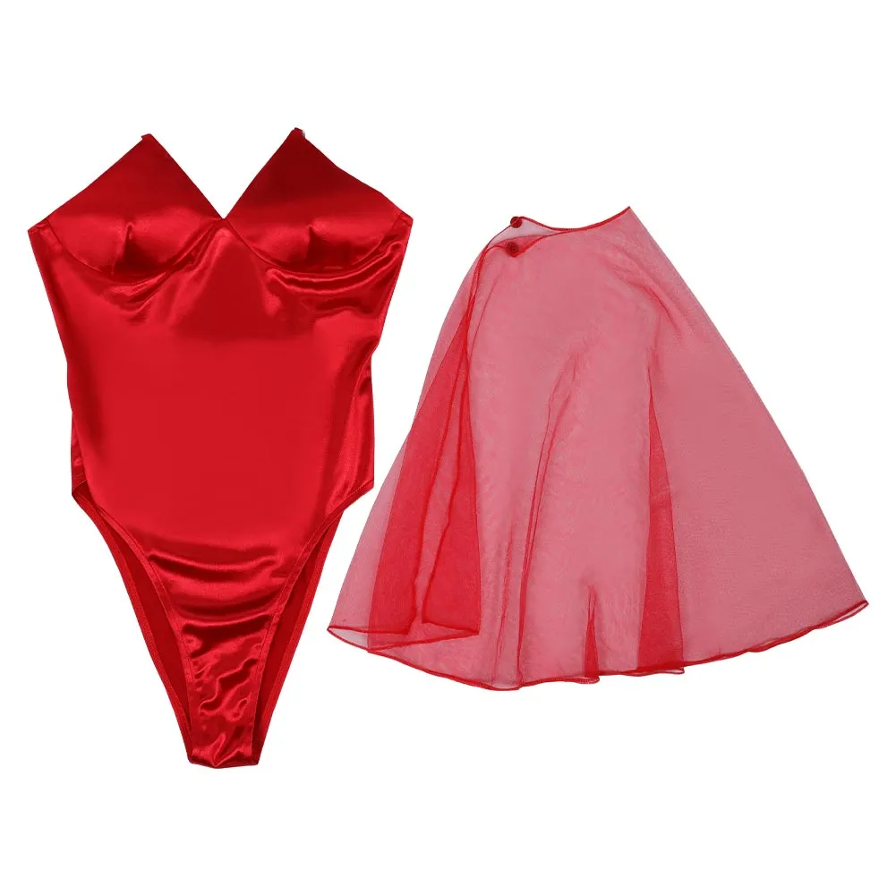 Wanda Maximoff and The Vision：Scarlet Witch Sexy Swimsuit Cosplay Costumes Swimwear Cloak Outfits Halloween Carnival Suit cossky®