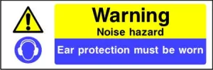 Warning Noise hazard Ear protection must be worn sign