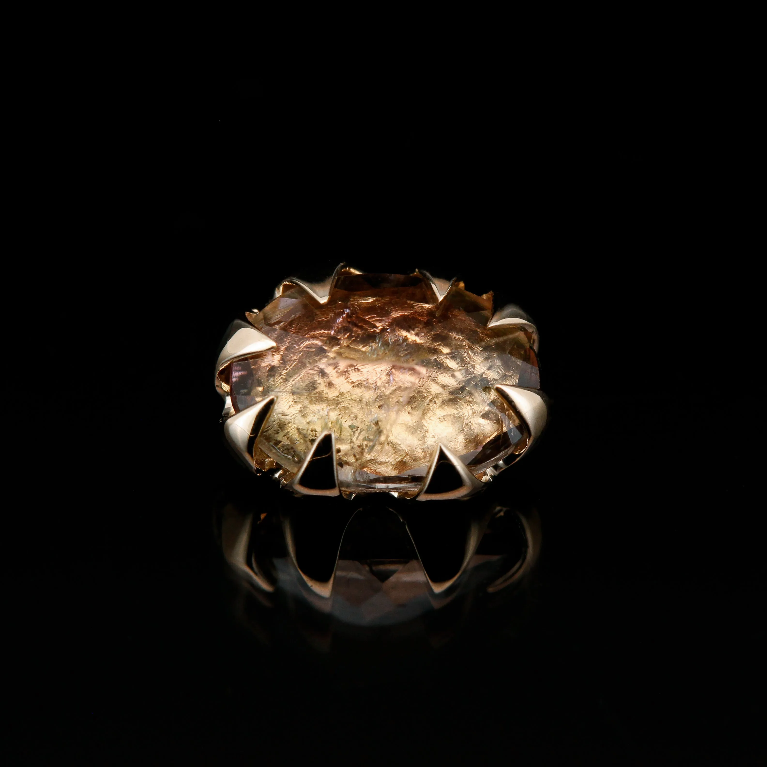 Watermelon Tourmaline in Yellow Gold - 14ga threaded end