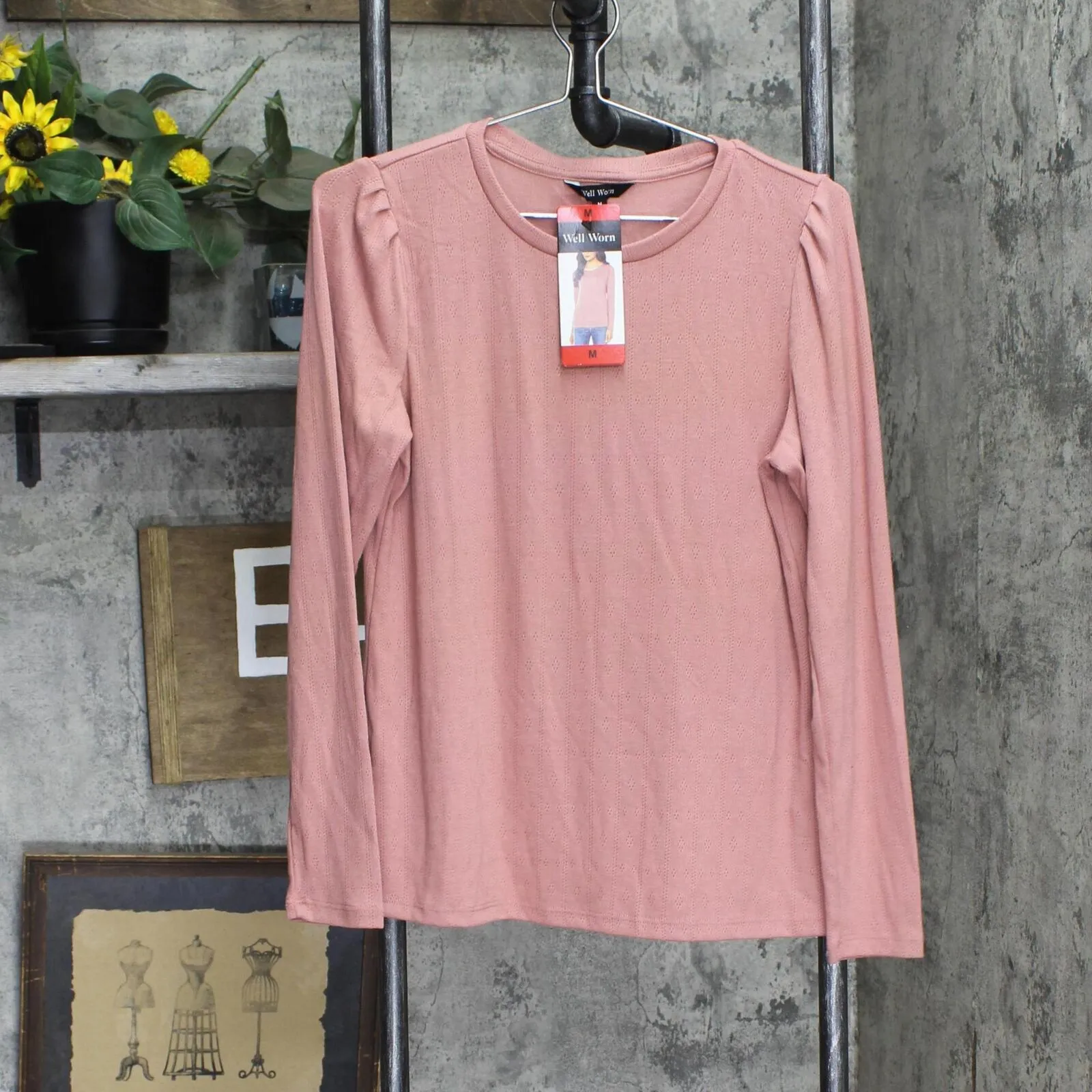 Well Worn Womens Long Sleeve Crewneck Shirt Top 1797406