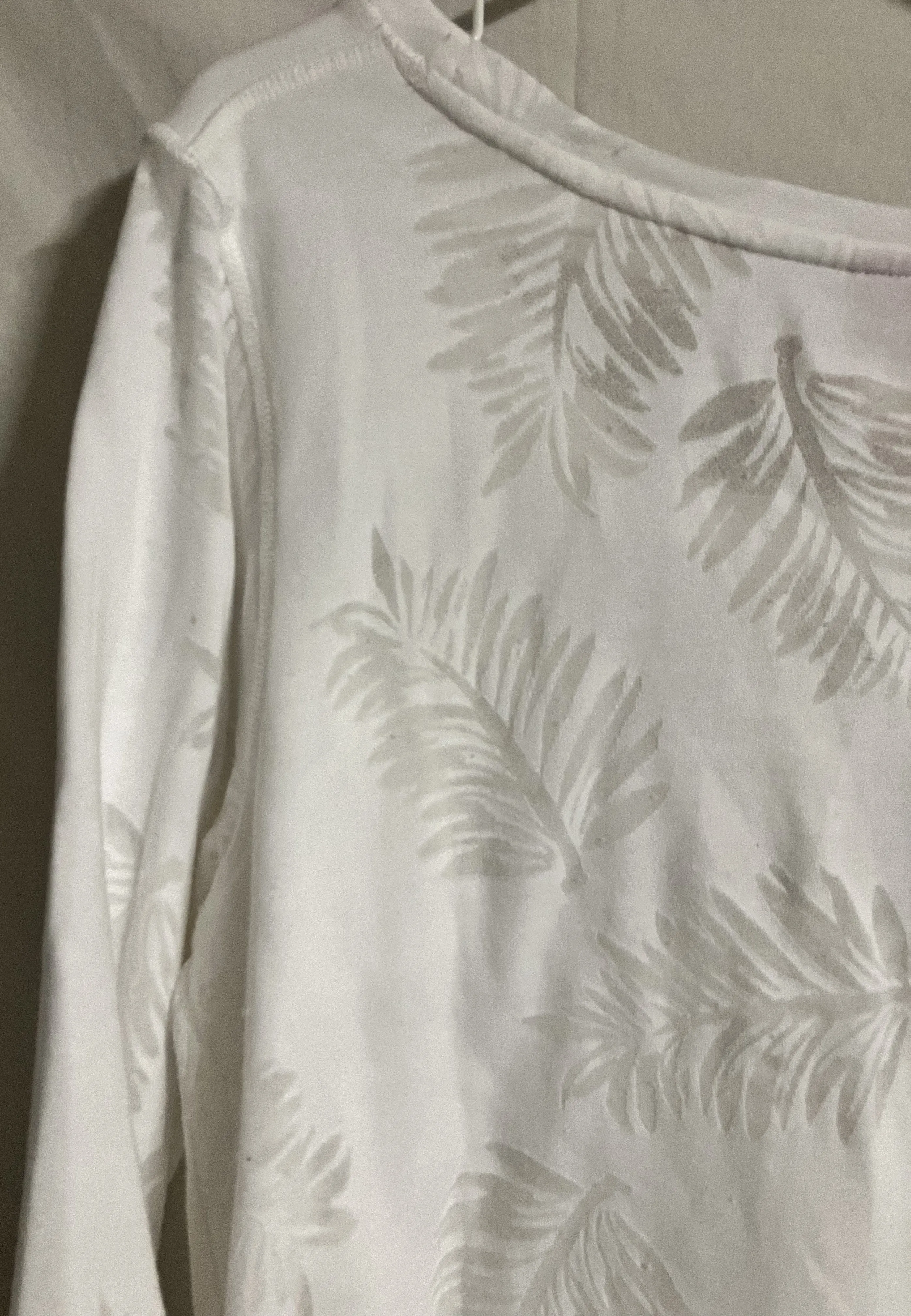 White Blouse by Hearts of Palm, Embossed Palm Leaves, Large