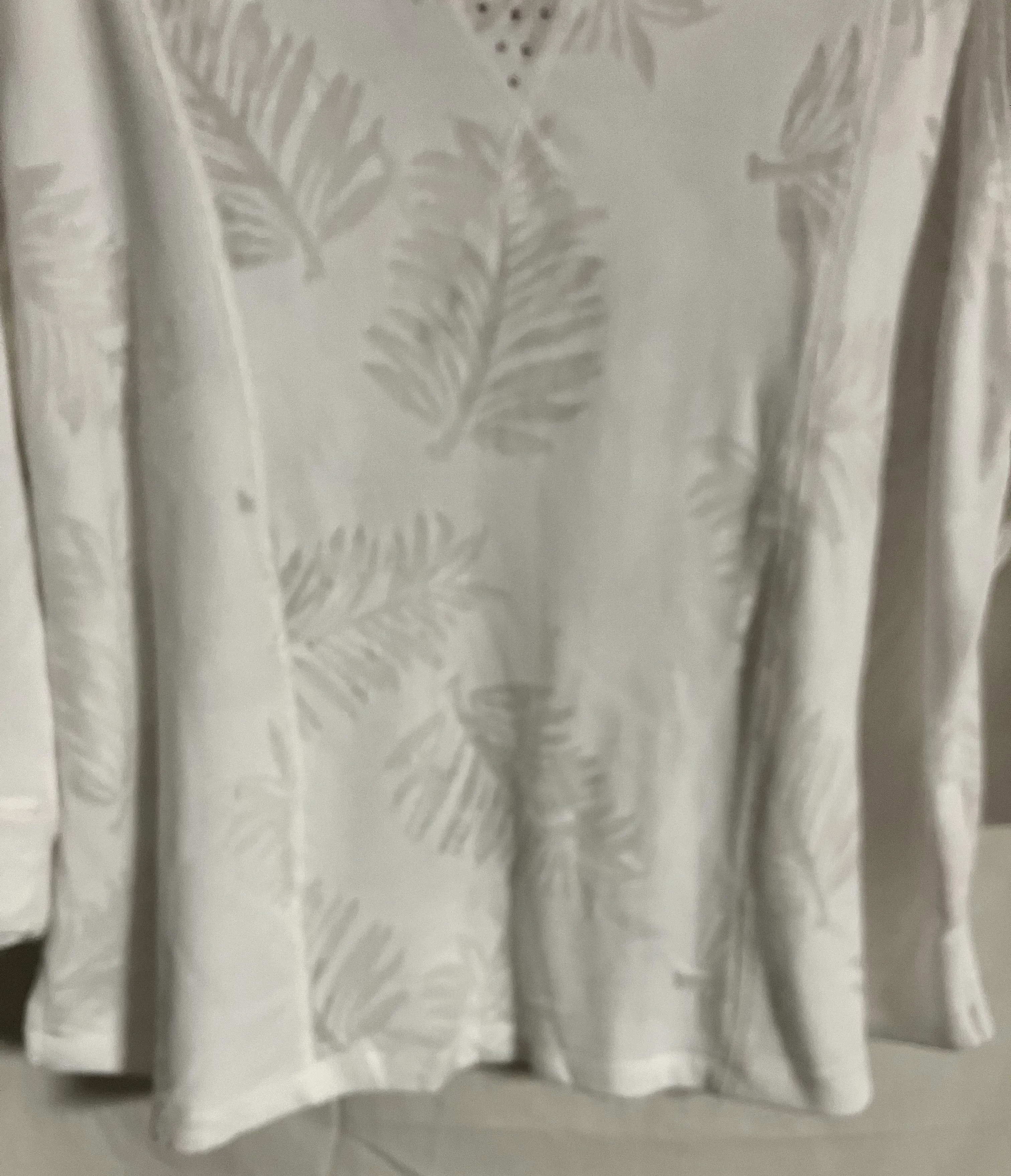 White Blouse by Hearts of Palm, Embossed Palm Leaves, Large