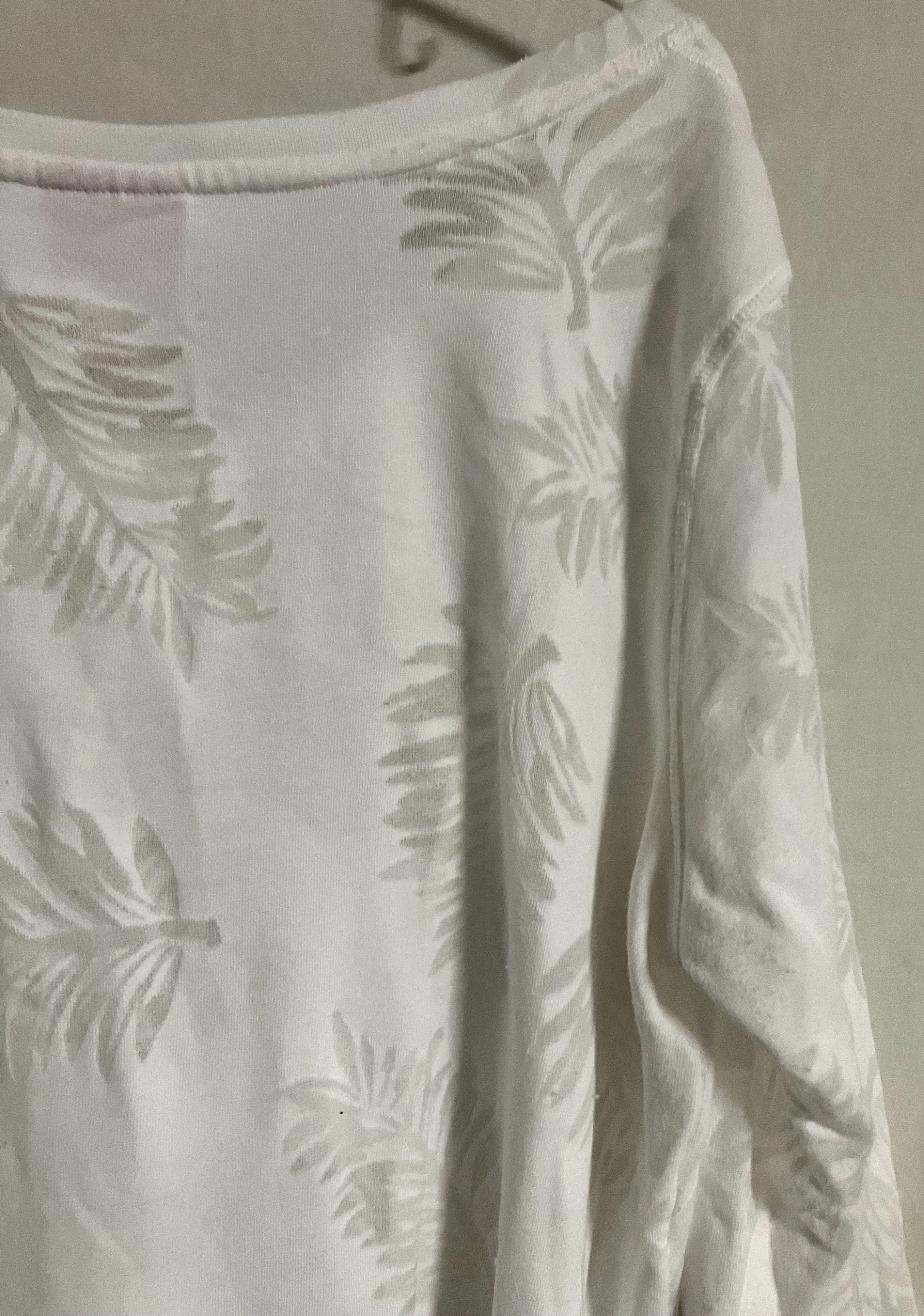 White Blouse by Hearts of Palm, Embossed Palm Leaves, Large