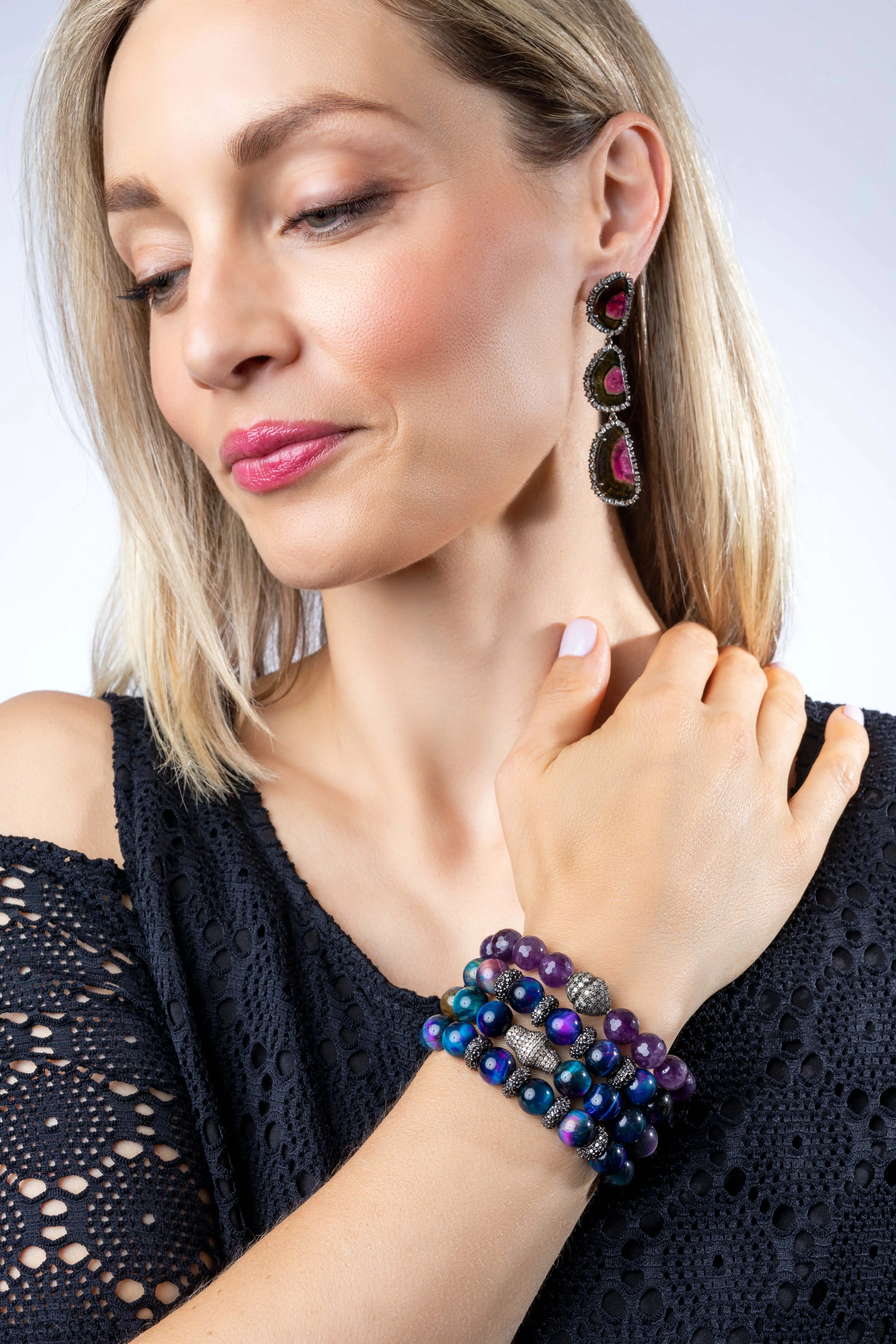 White Topaz, Amethyst Bracelet