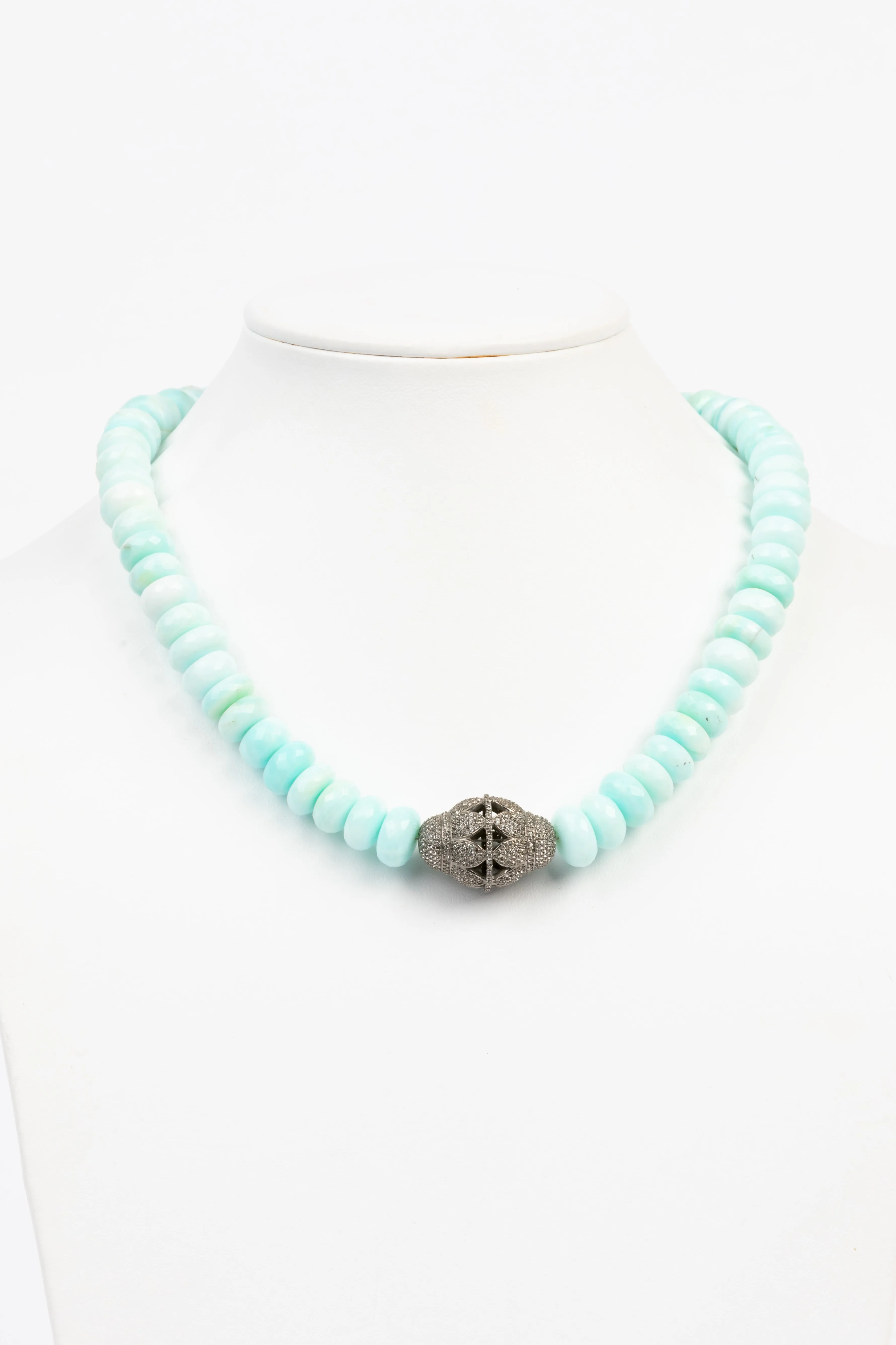 White Topaz, Peruvian Opal Bead Necklace