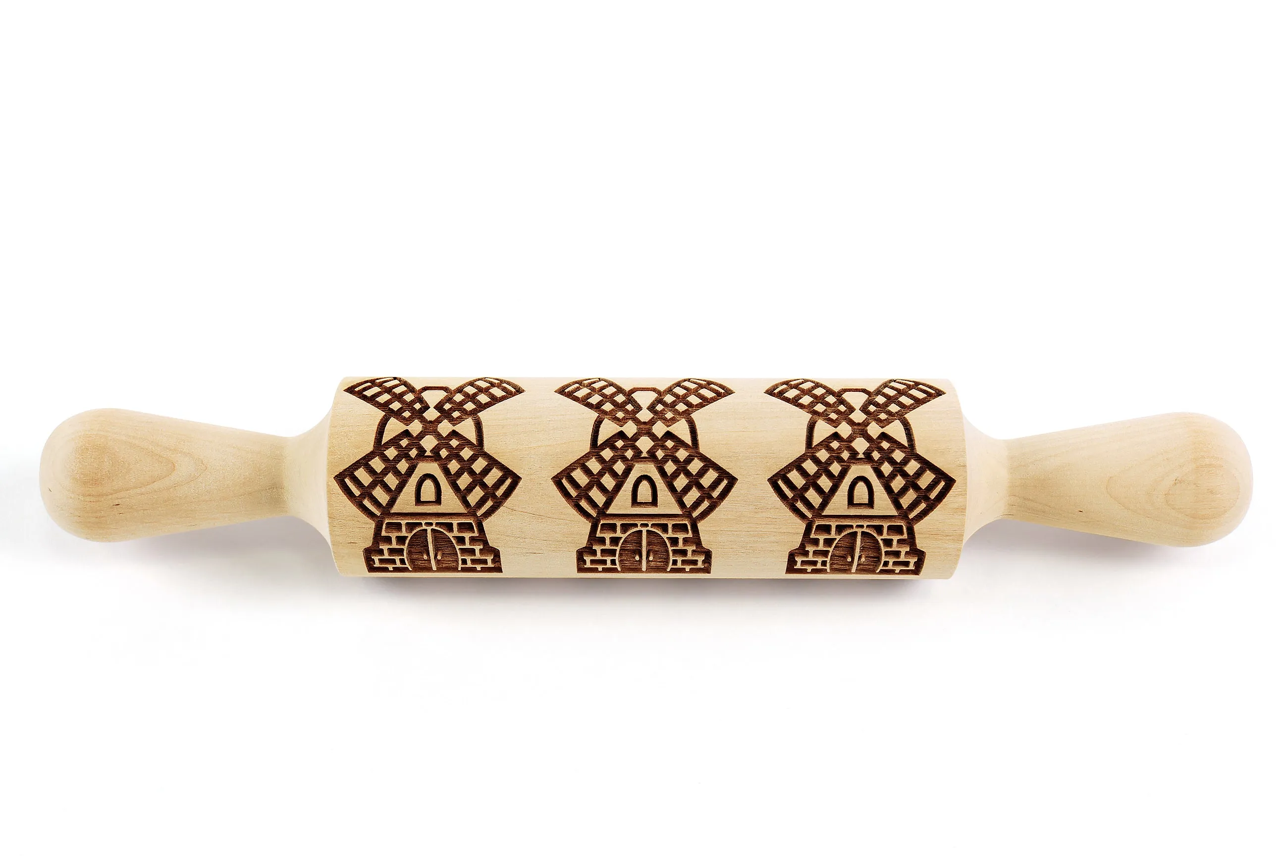 Windmill Embossed Rolling Pin, Clay Stamp, Pottery Roller, Christmas Gift, Textured Cookie, Ceramic Mold Pattern, Baking Gift