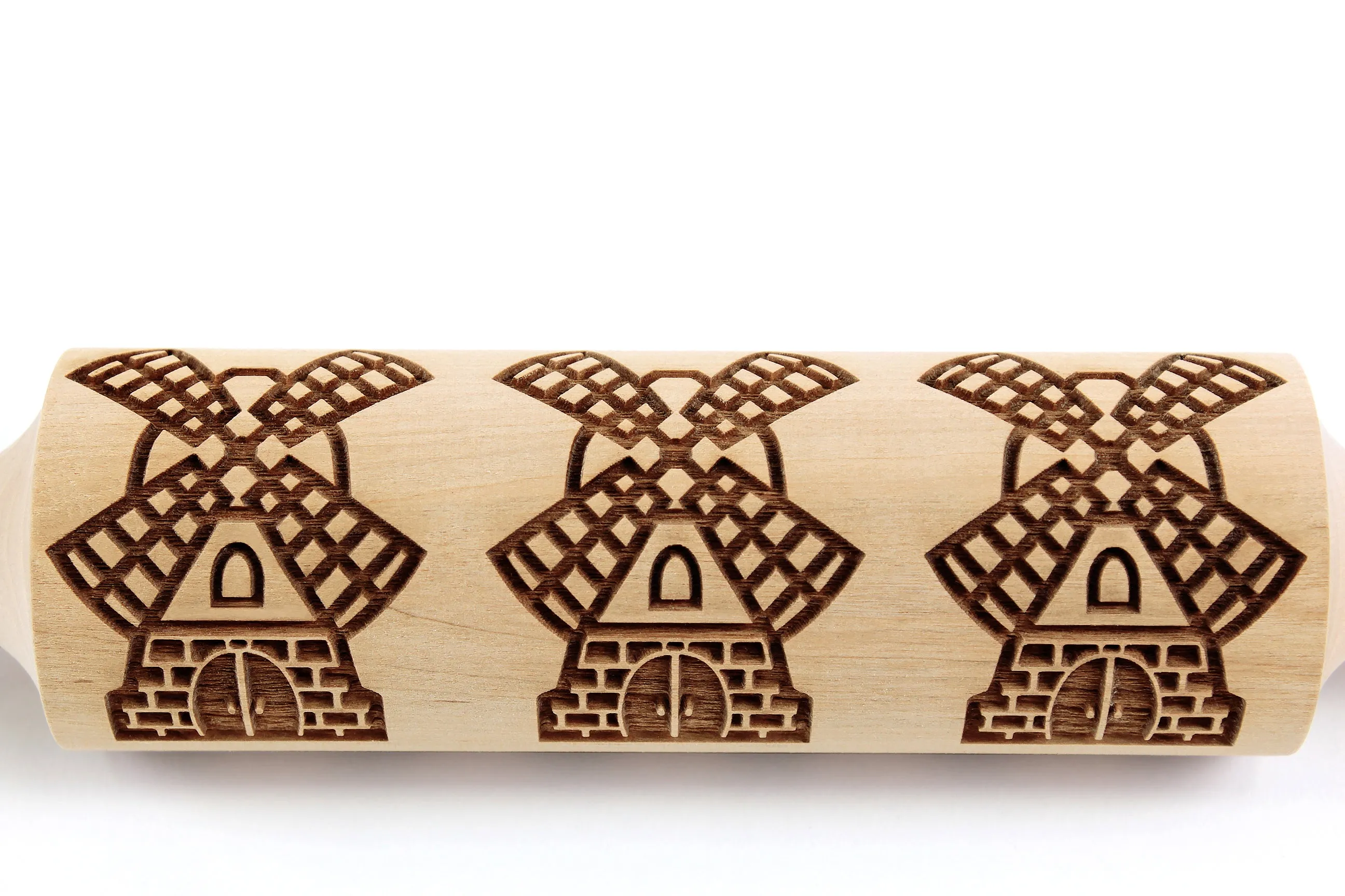 Windmill Embossed Rolling Pin, Clay Stamp, Pottery Roller, Christmas Gift, Textured Cookie, Ceramic Mold Pattern, Baking Gift