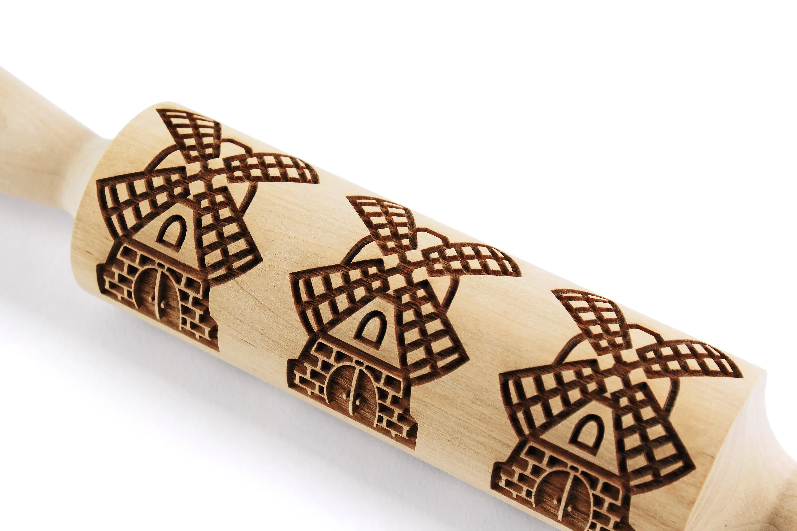 Windmill Embossed Rolling Pin, Clay Stamp, Pottery Roller, Christmas Gift, Textured Cookie, Ceramic Mold Pattern, Baking Gift