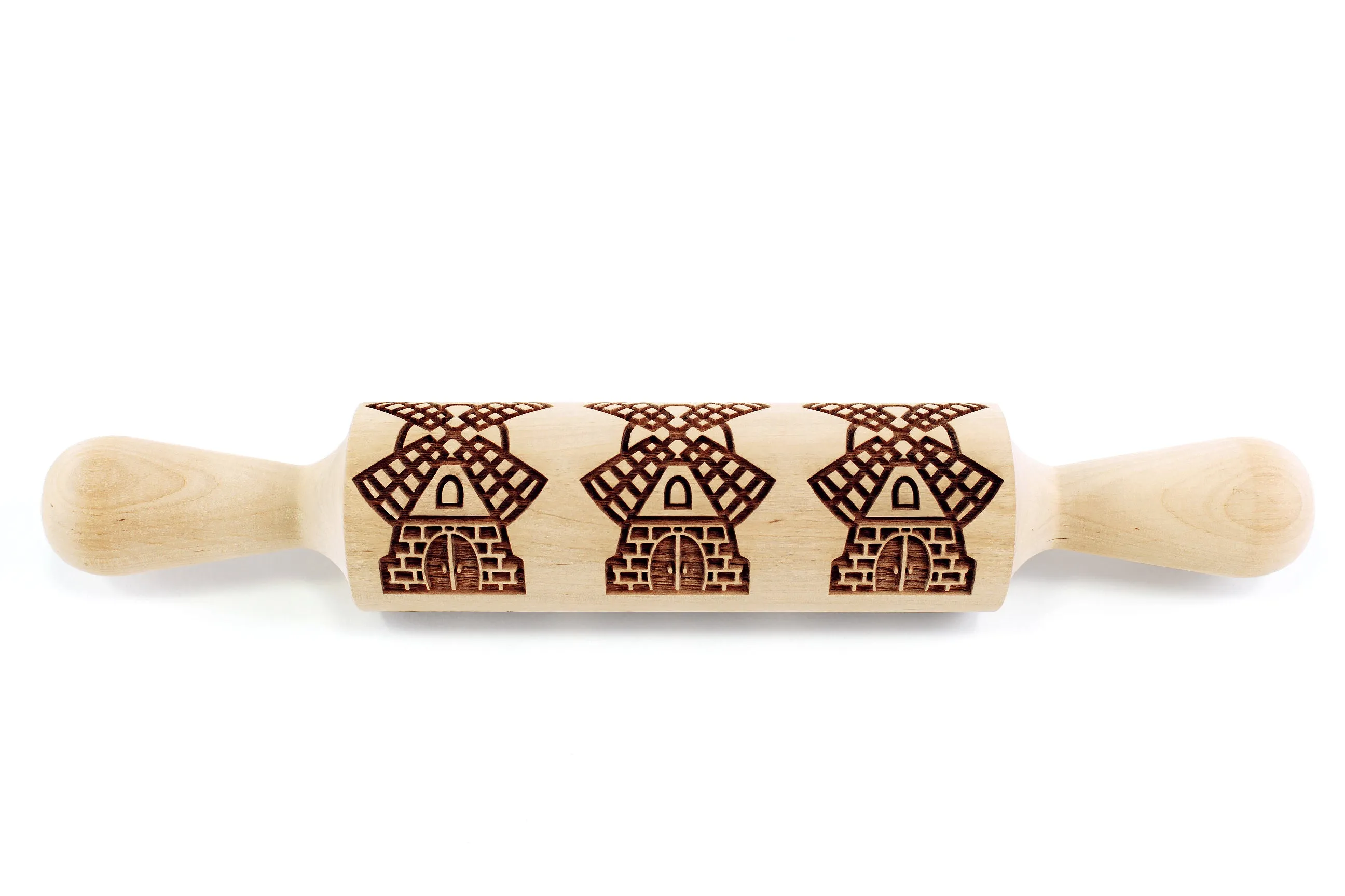 Windmill Embossed Rolling Pin, Clay Stamp, Pottery Roller, Christmas Gift, Textured Cookie, Ceramic Mold Pattern, Baking Gift